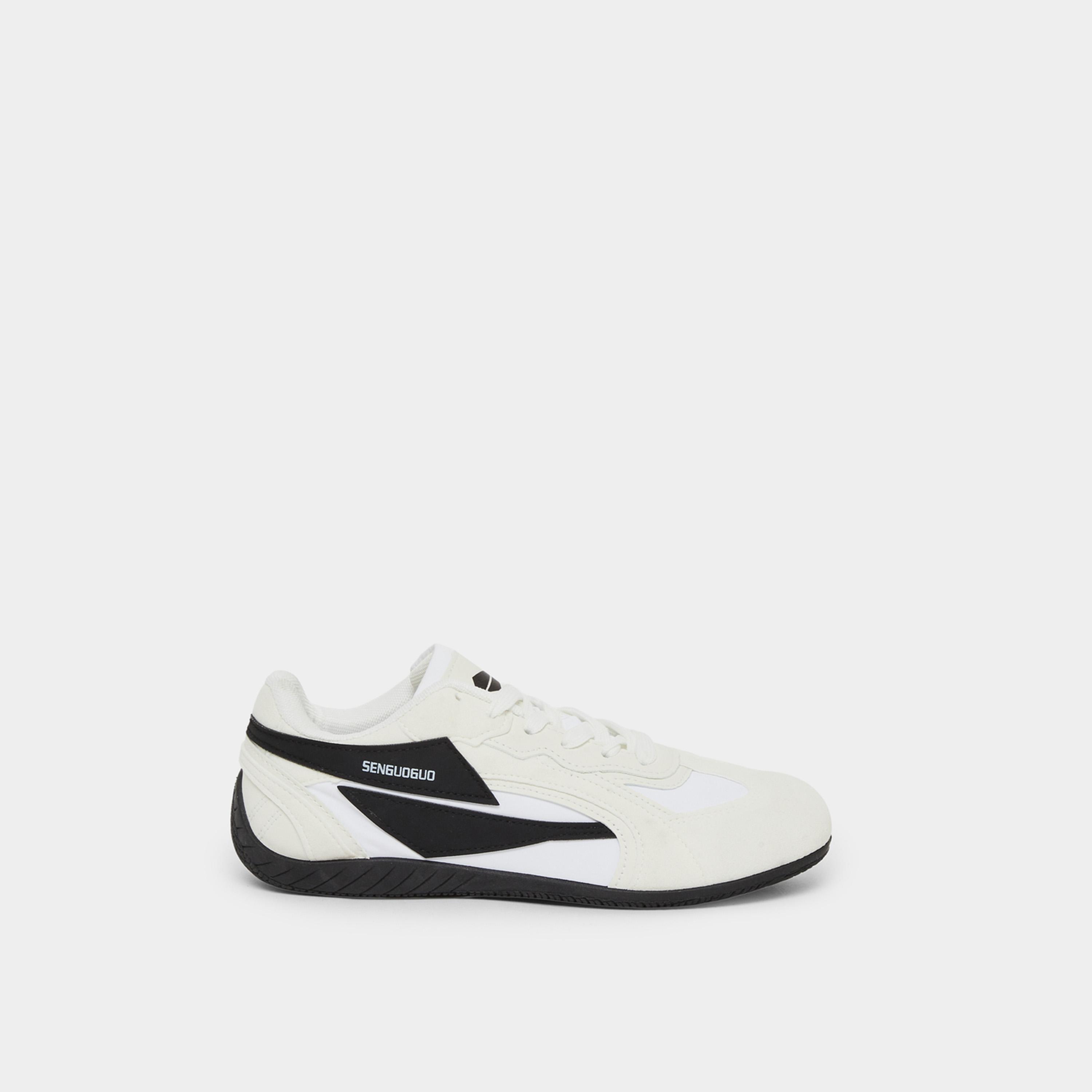 Styli White Retro Lace Up Sneakers-women-shoes-sneakers-image-3