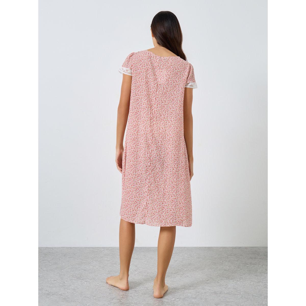 Styli Ditsy Floral Lace Trim Placket Nightdress-women-clothing-nightwear-nighties-image-4