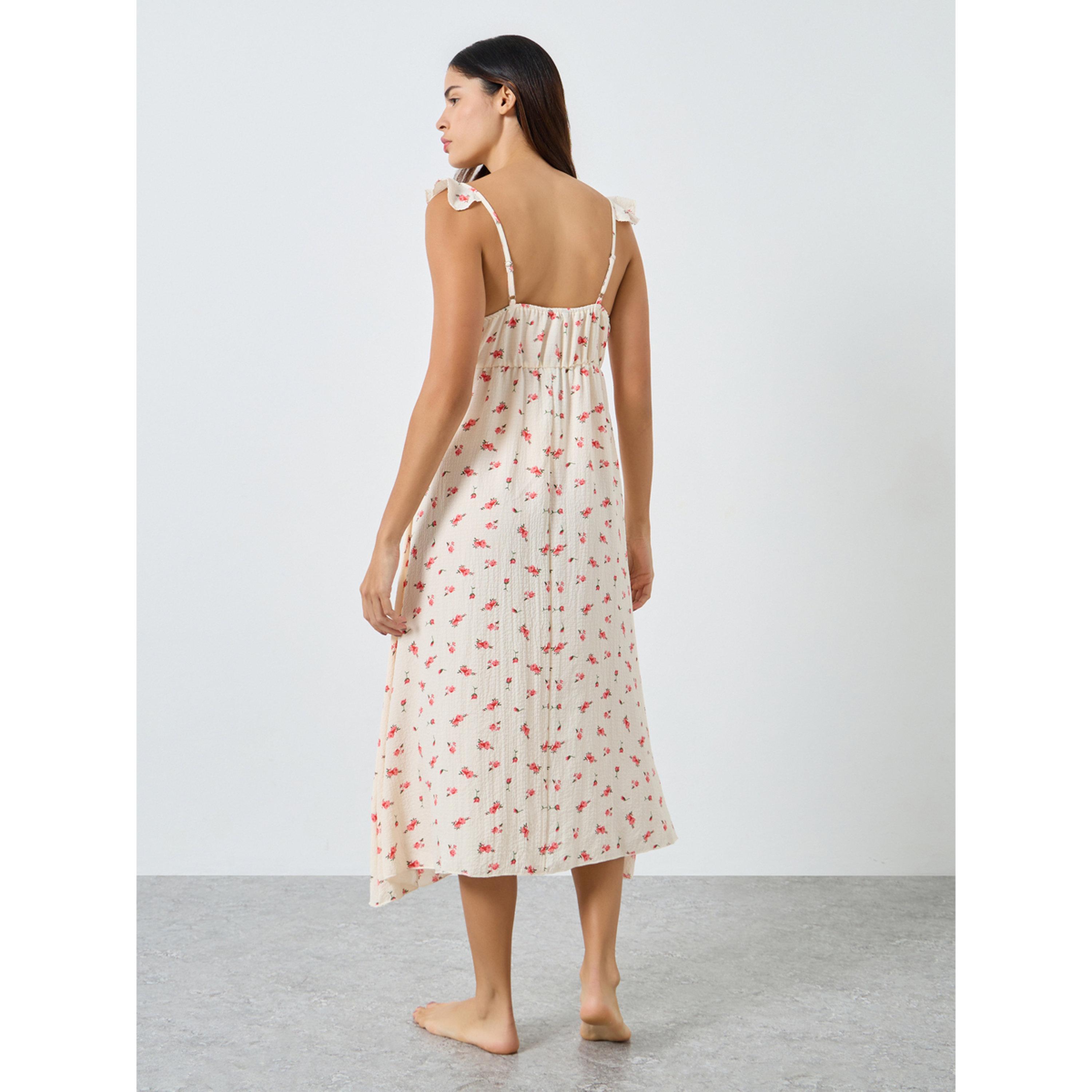 قميص نوم قصير بأكمام مكشكشة وتفاصيل دانتيل وطبعة زهور-women-clothing-nightwear-nighties-image-4