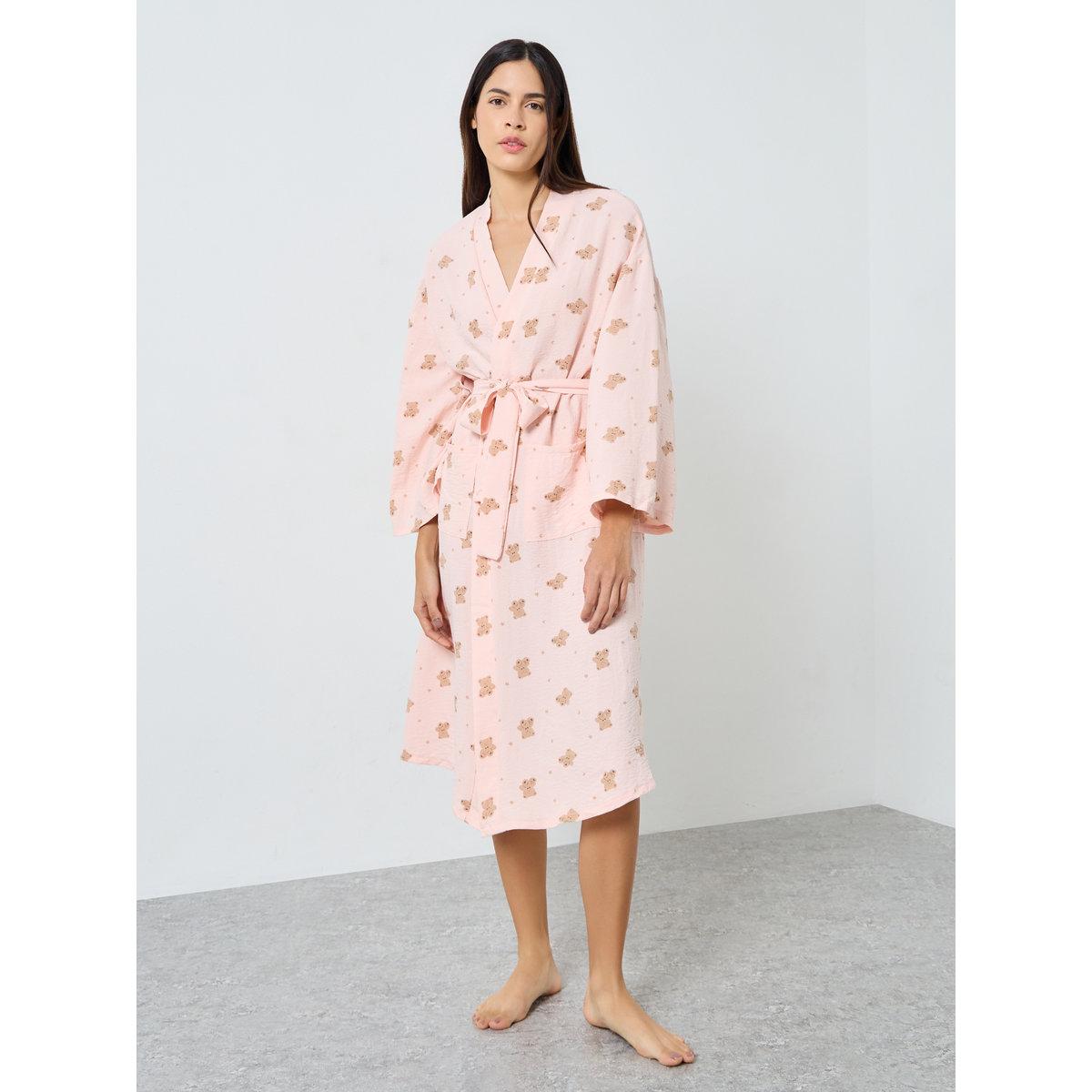 Styli Teddy Print Pocket Detail Tie Robe-women-clothing-nightwear-nighties-image-1