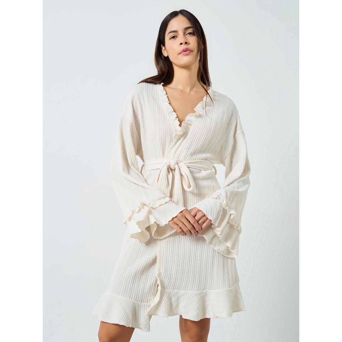 Styli Jacquard Double Ruffle Detail Tie Robe-women-clothing-nightwear-nighties-image-2