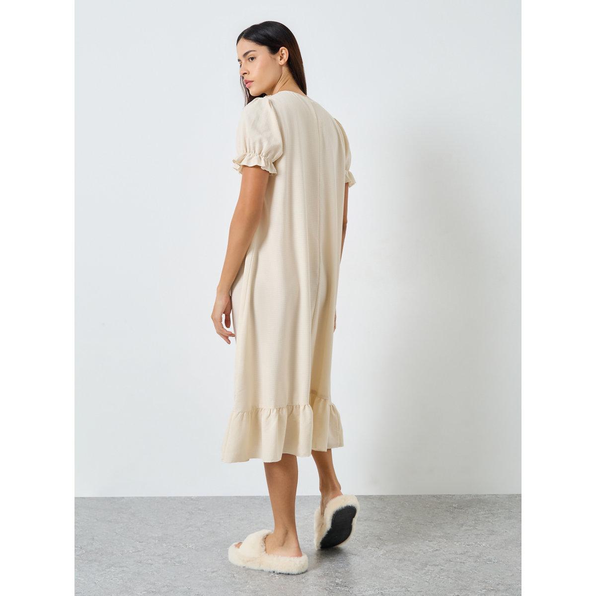 Styli Extended Collar Placket Detail Nightdress-women-clothing-nightwear-nighties-image-4