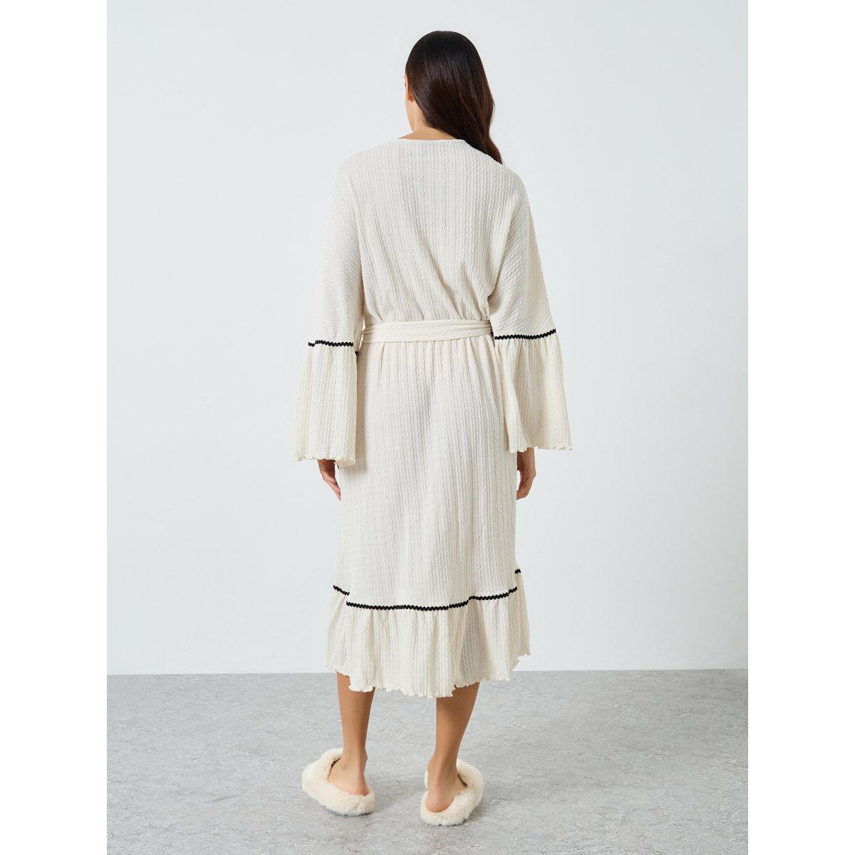 Styli Jacquard Ruffle Sleeve Lettuce Hem Tie Robe-women-clothing-nightwear-nighties-image-4