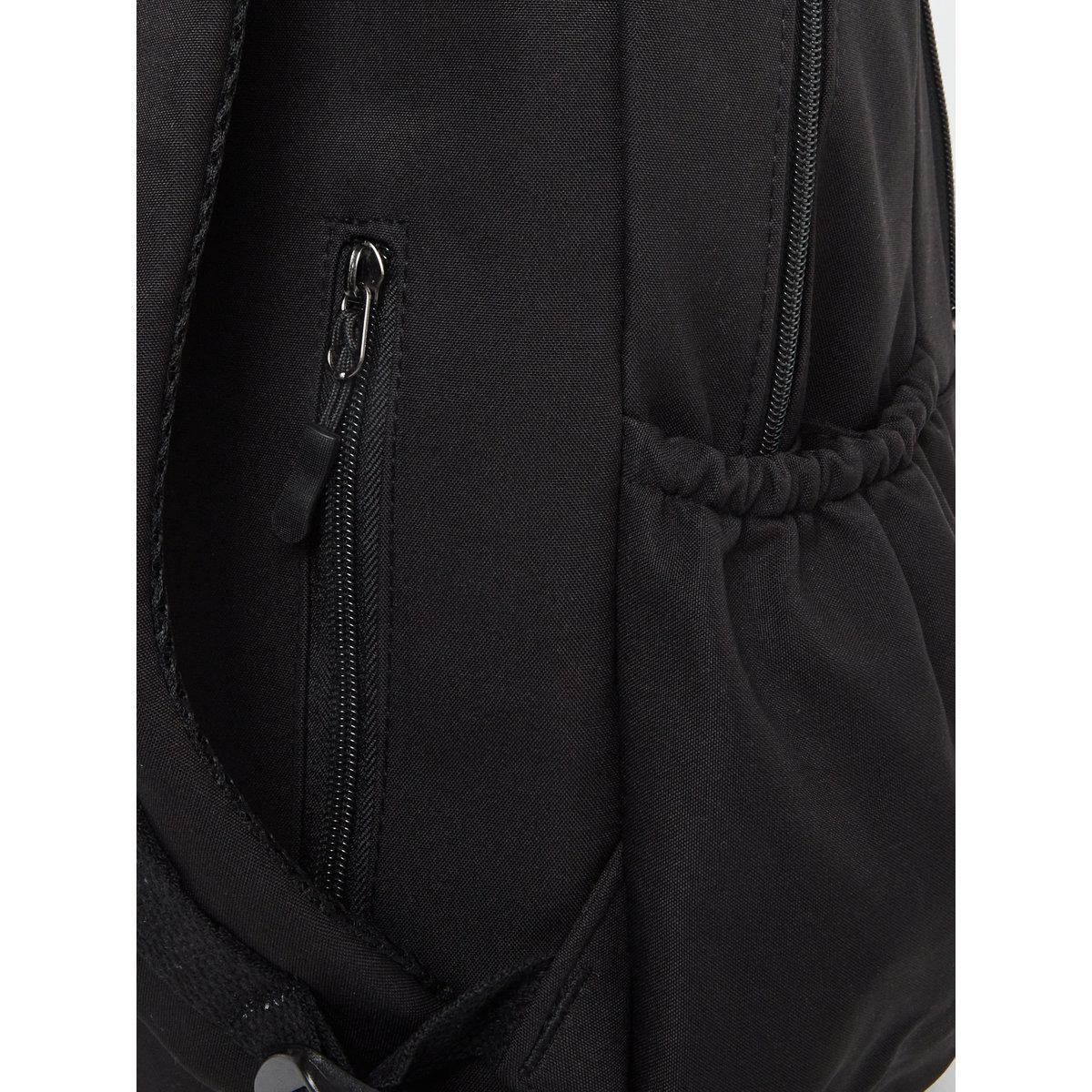 Styli Black Canvas Backpack with Zip Closure-men-bags-image-3