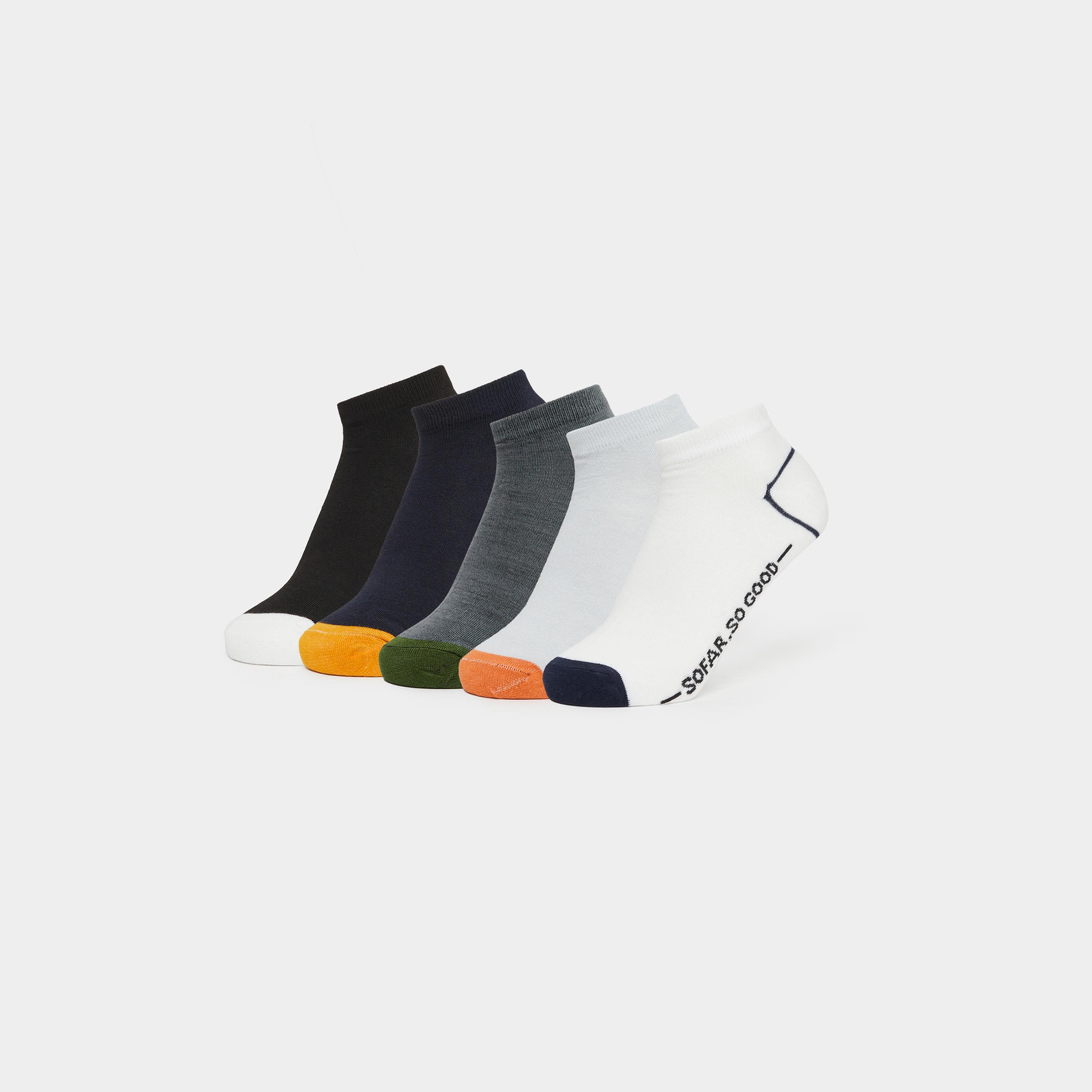 Styli Pack of 5 - Contrast Cuff Ankle Socks-men-socks-image-1