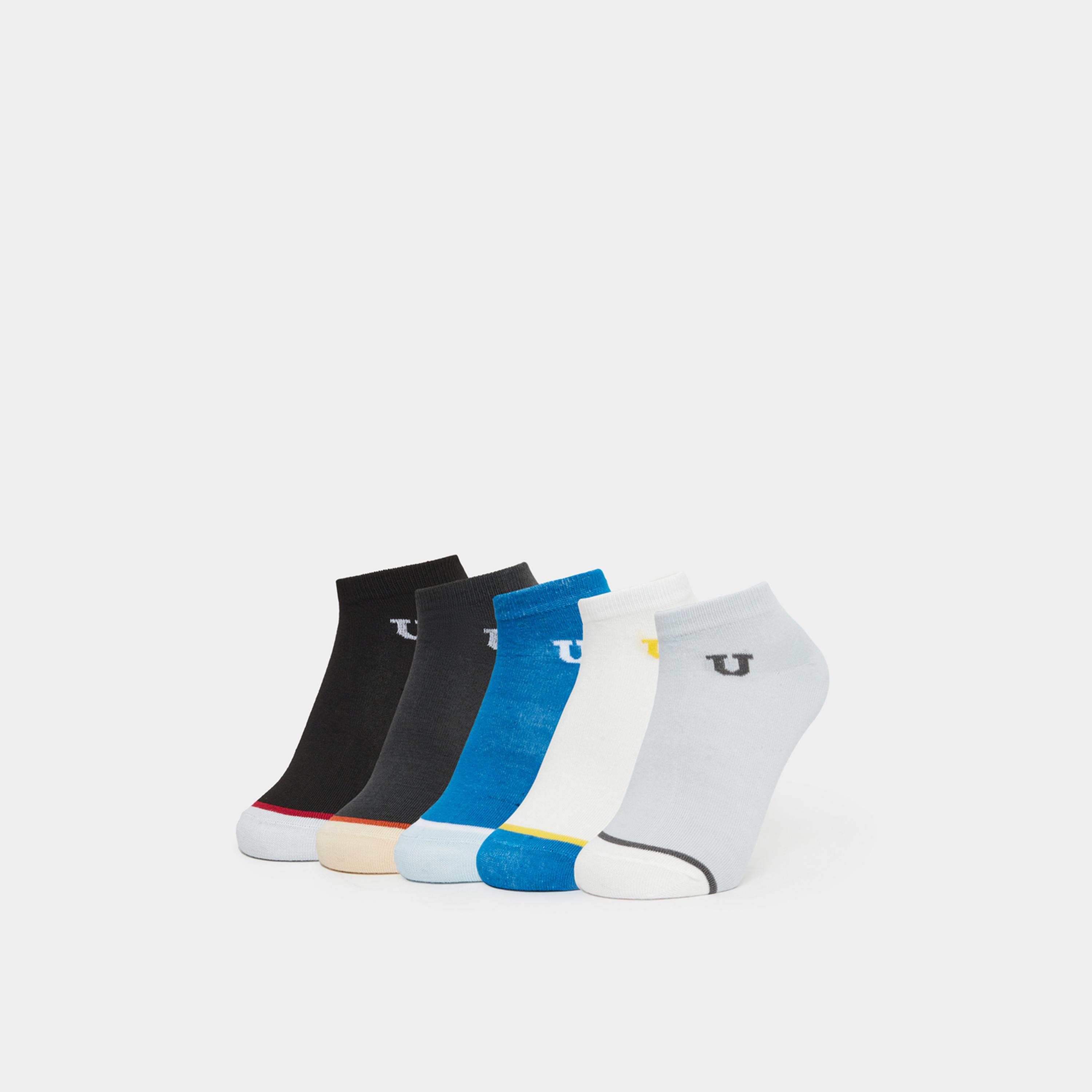 ستايلي - عبوة من 5 جوارب للكاحل بتفاصيل متباينة-men-socks-image-1