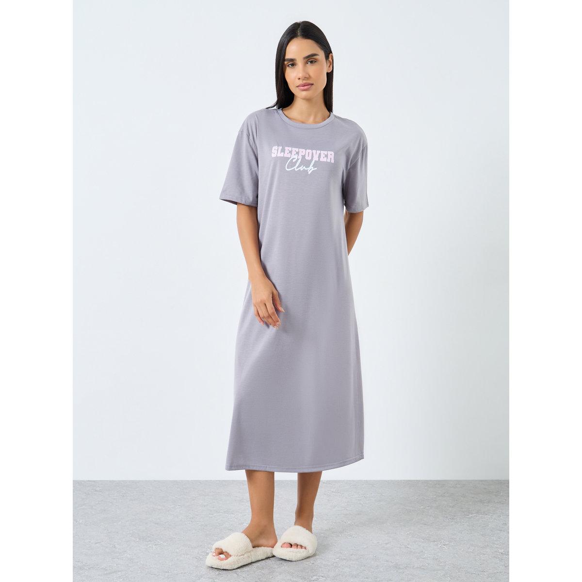 فستان تيشيرت نوم بطبعة نادي ستيلي-women-clothing-nightwear-nighties-image-1