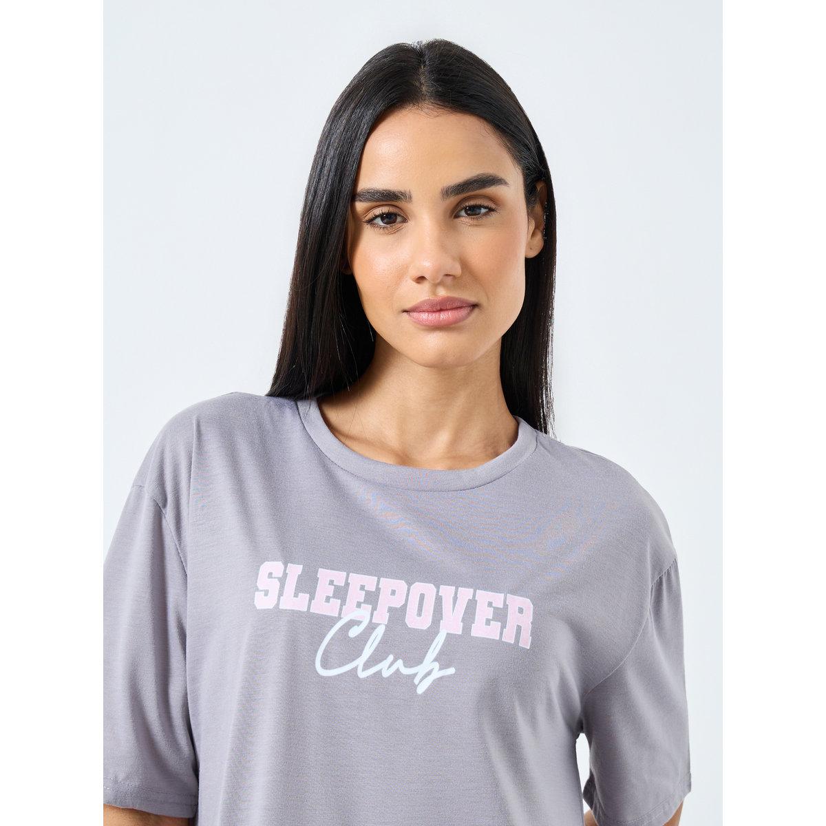 Styli Sleepover Club Print Sleep T-Shirt Dress-women-clothing-nightwear-nighties-image-3