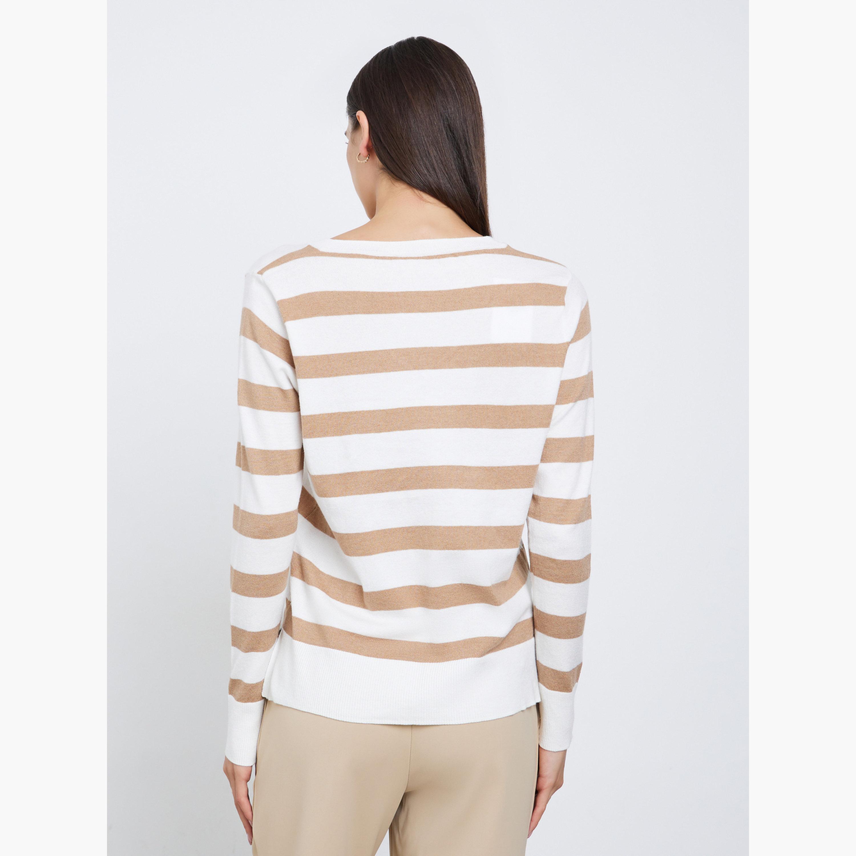 Styli Women Striped V Neck Sweater-women-clothing-cardigansandjumpers-jumpers-image-4
