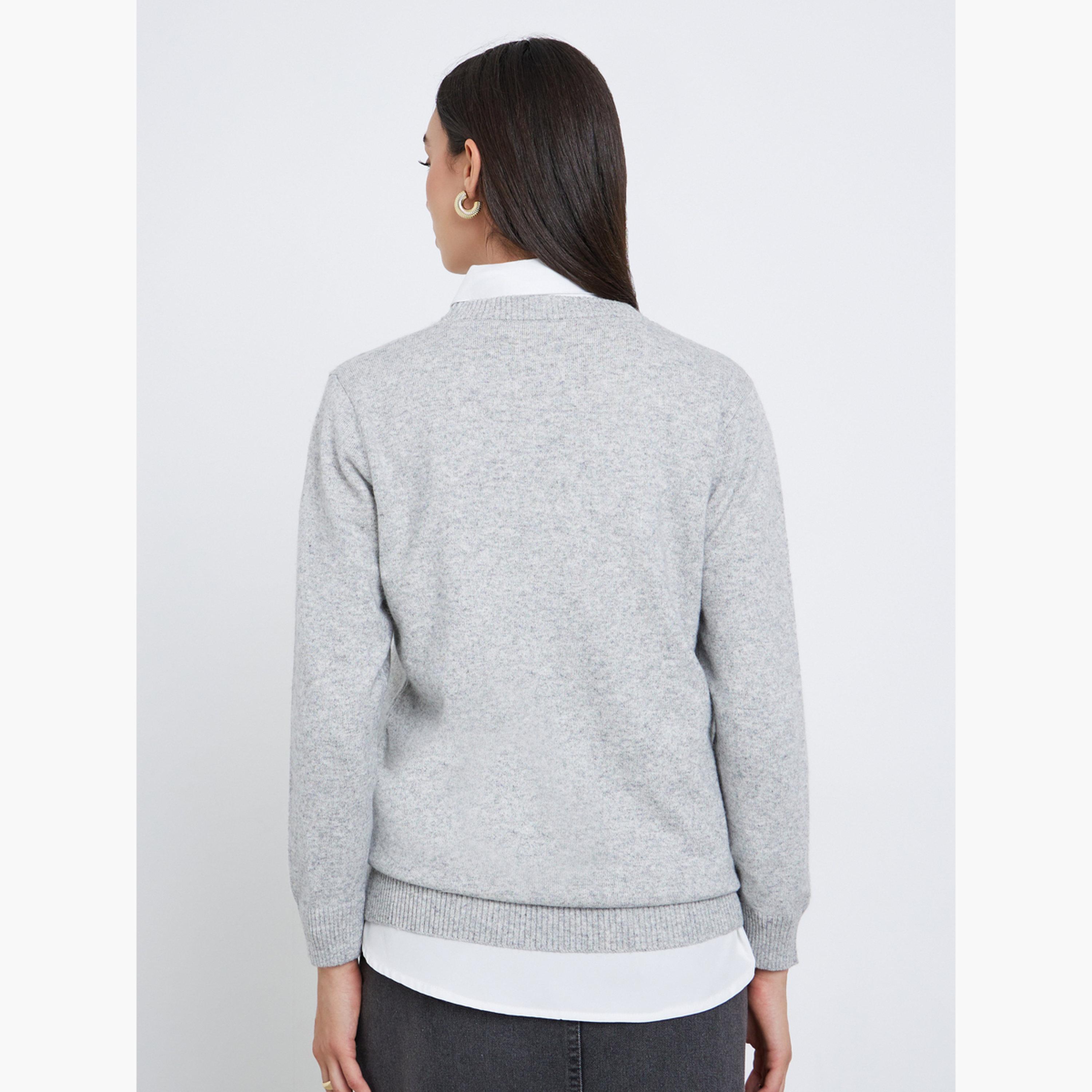 ستايلي - سترة رمادية محبوكة بأكمام طويلة-women-clothing-cardigansandjumpers-jumpers-image-3