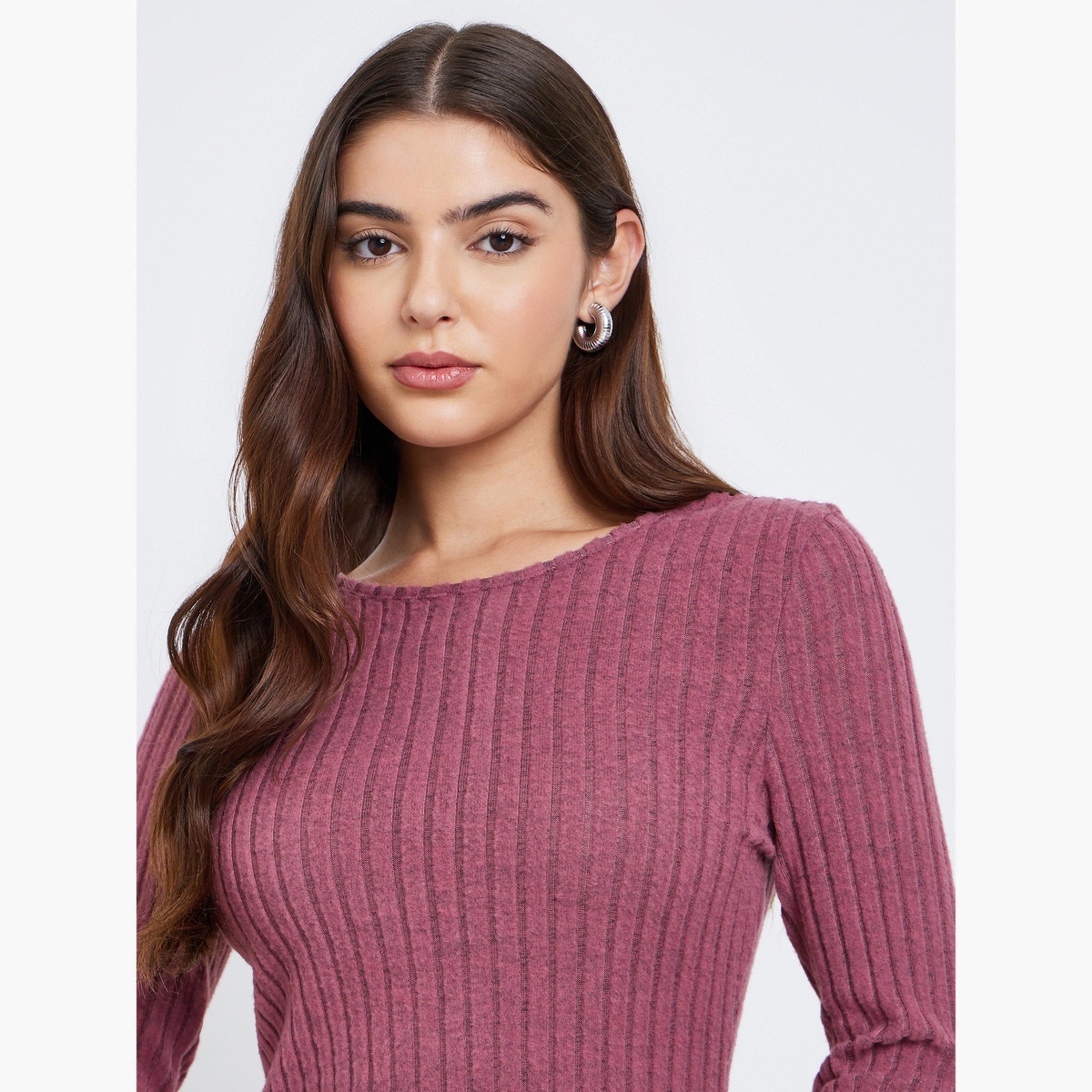 ستايلي - فستان ماكسي وردي محبوك-women-clothing-dresses-image-4