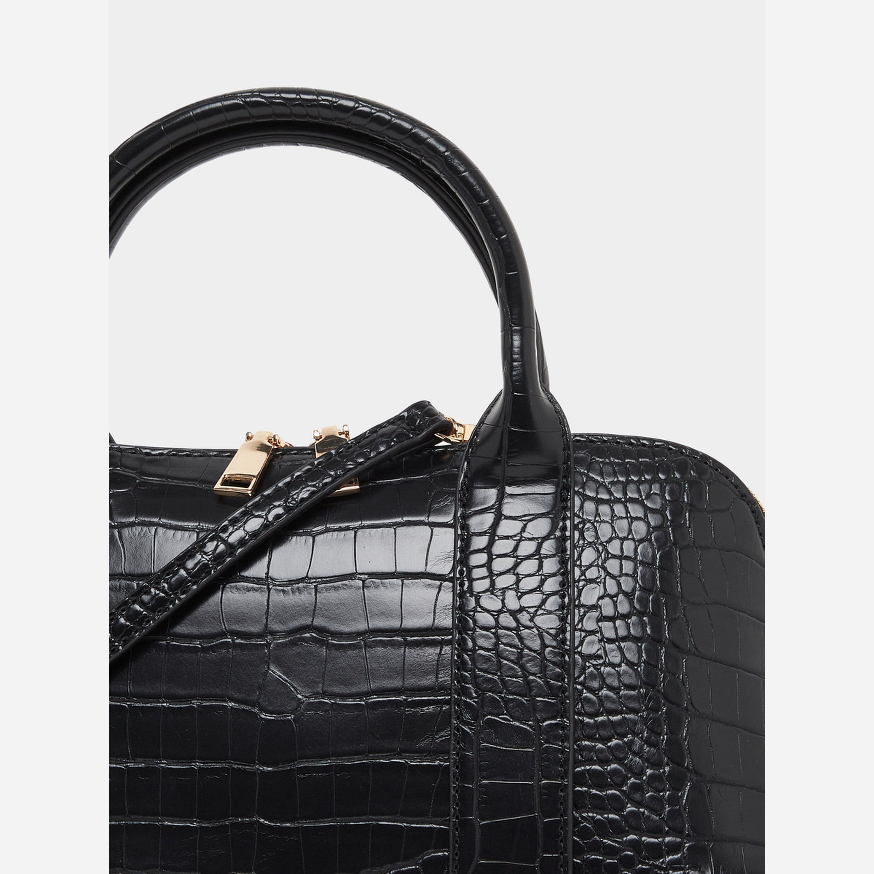 ستايلي - شنطة بولينج لون أسود طبعة جلد التمساح-women-bagsandwallets-handbags-image-4