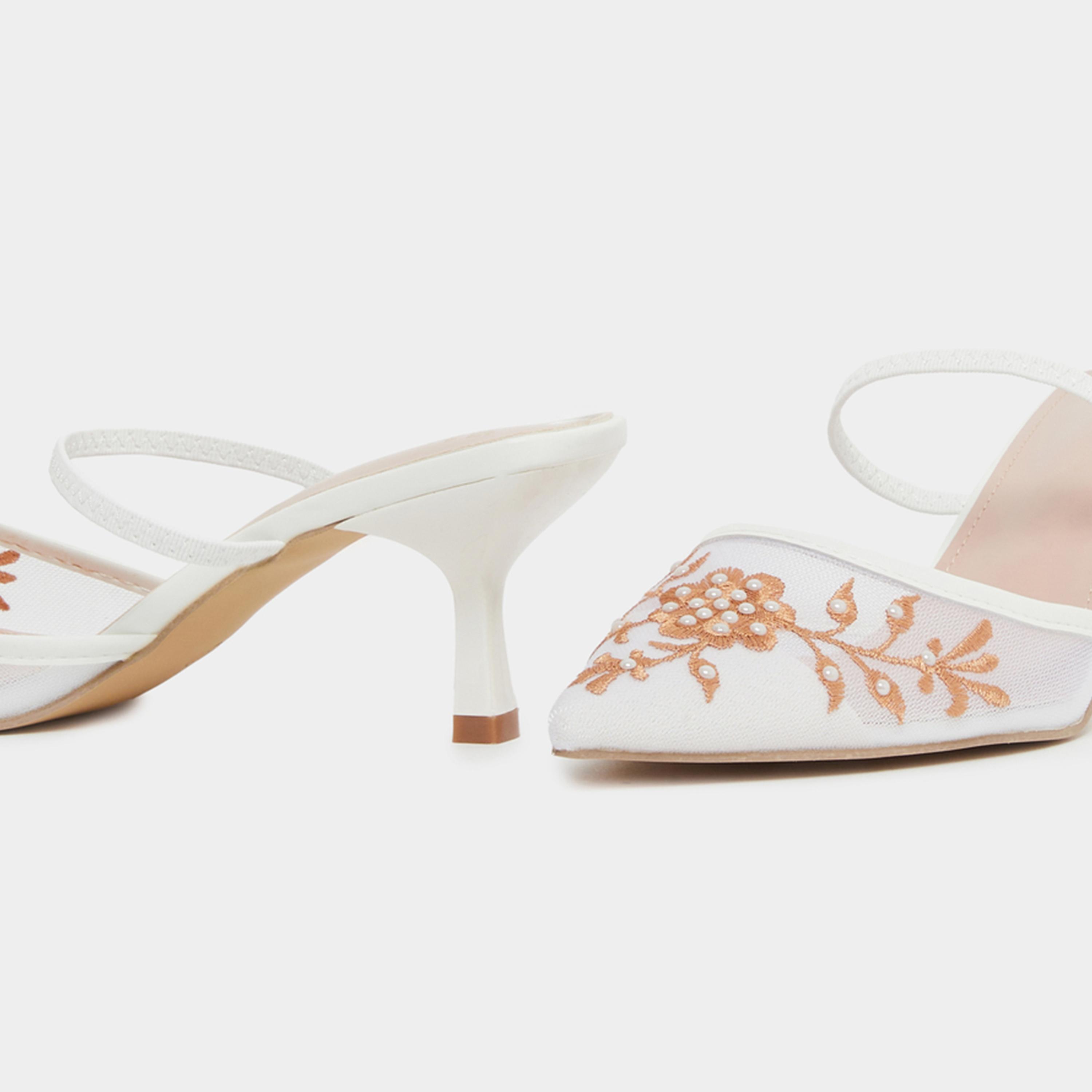 Styli Women White Embroidered Pointed Toe Mules-women-shoes-sandals-heeled-image-4