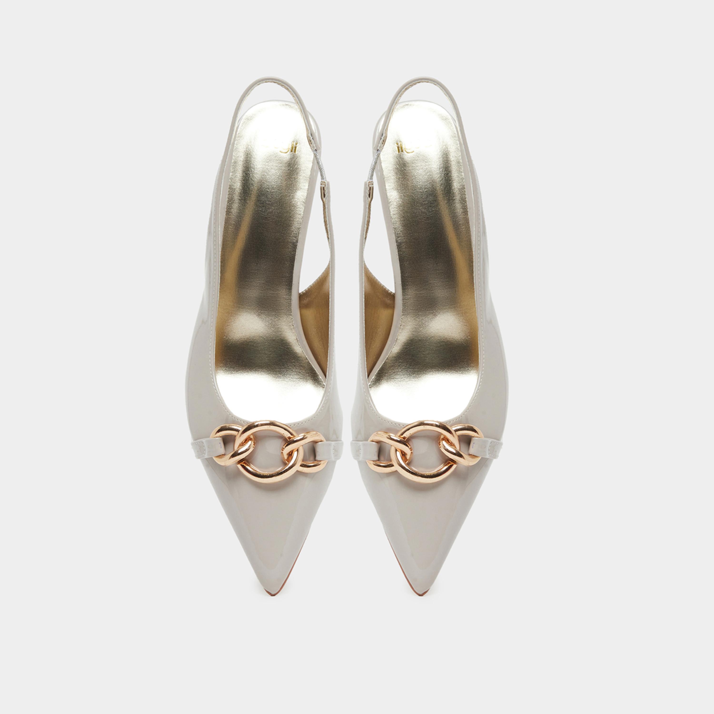 Styli Women Grey Low Heel Pumps with Chain Accent-women-shoes-sandals-heeled-image-6