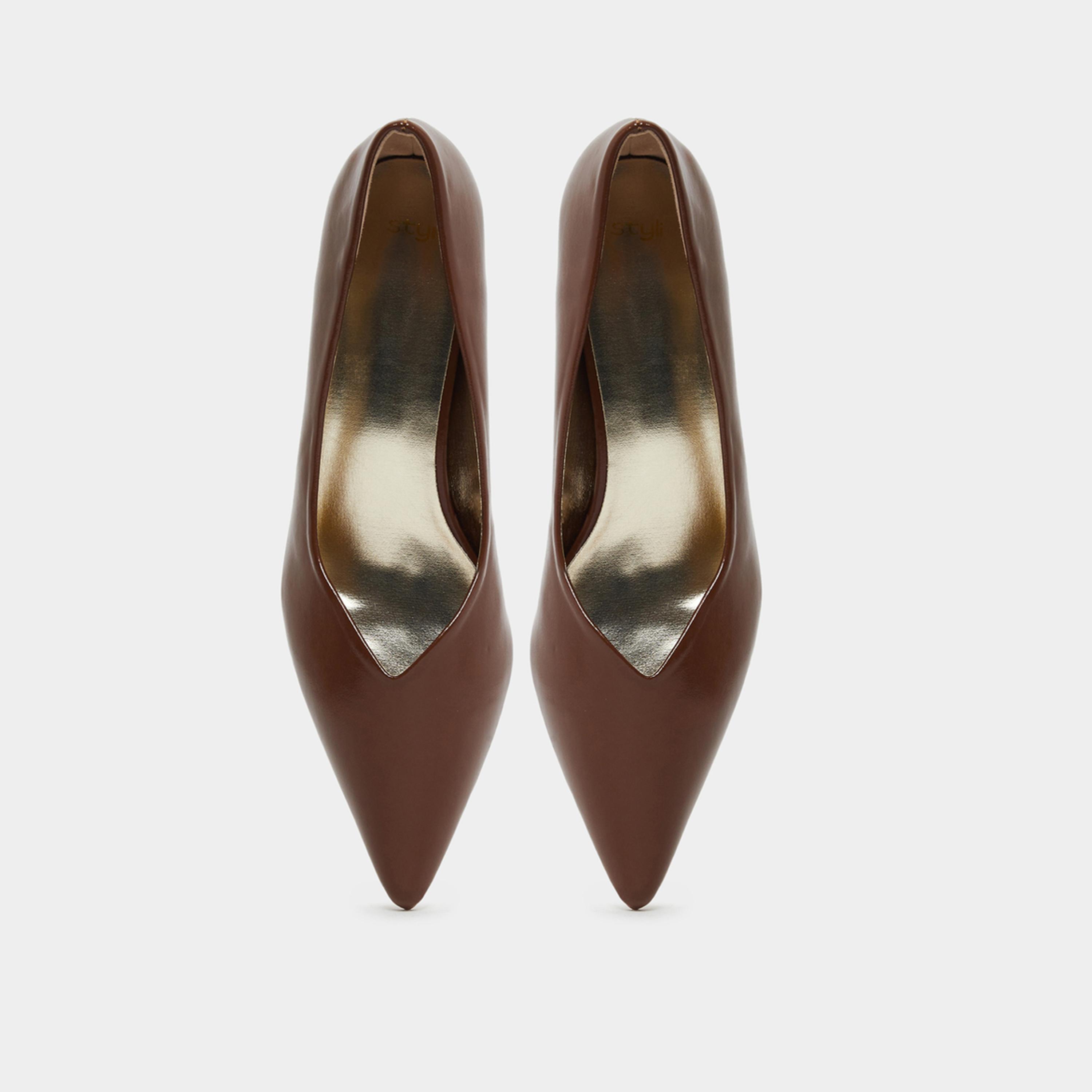 Styli Women Brown Pointed Toe Pumps-women-shoes-sandals-heeled-image-6
