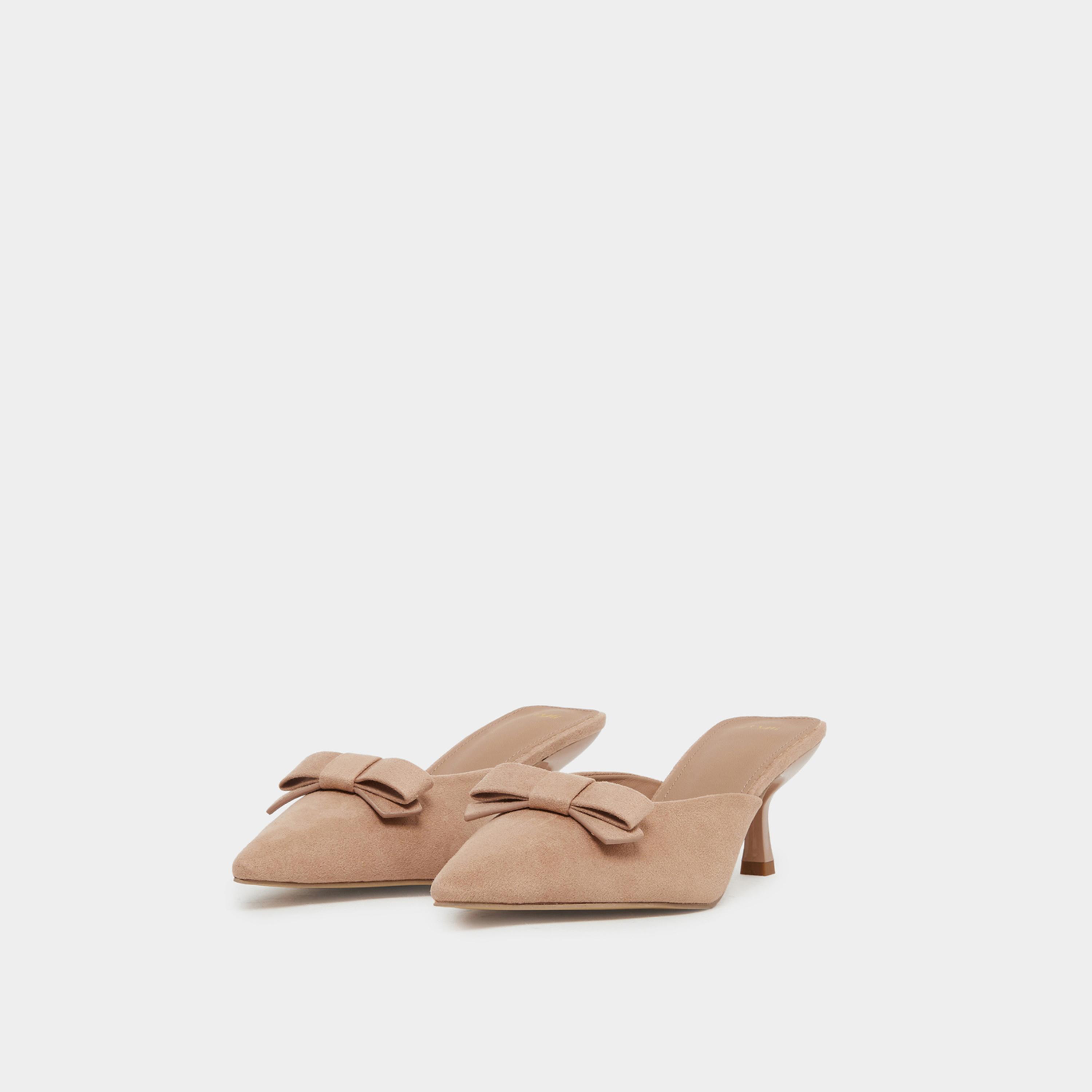 Styli Tan Bow Detail Mules-women-shoes-sandals-heeled-image-1