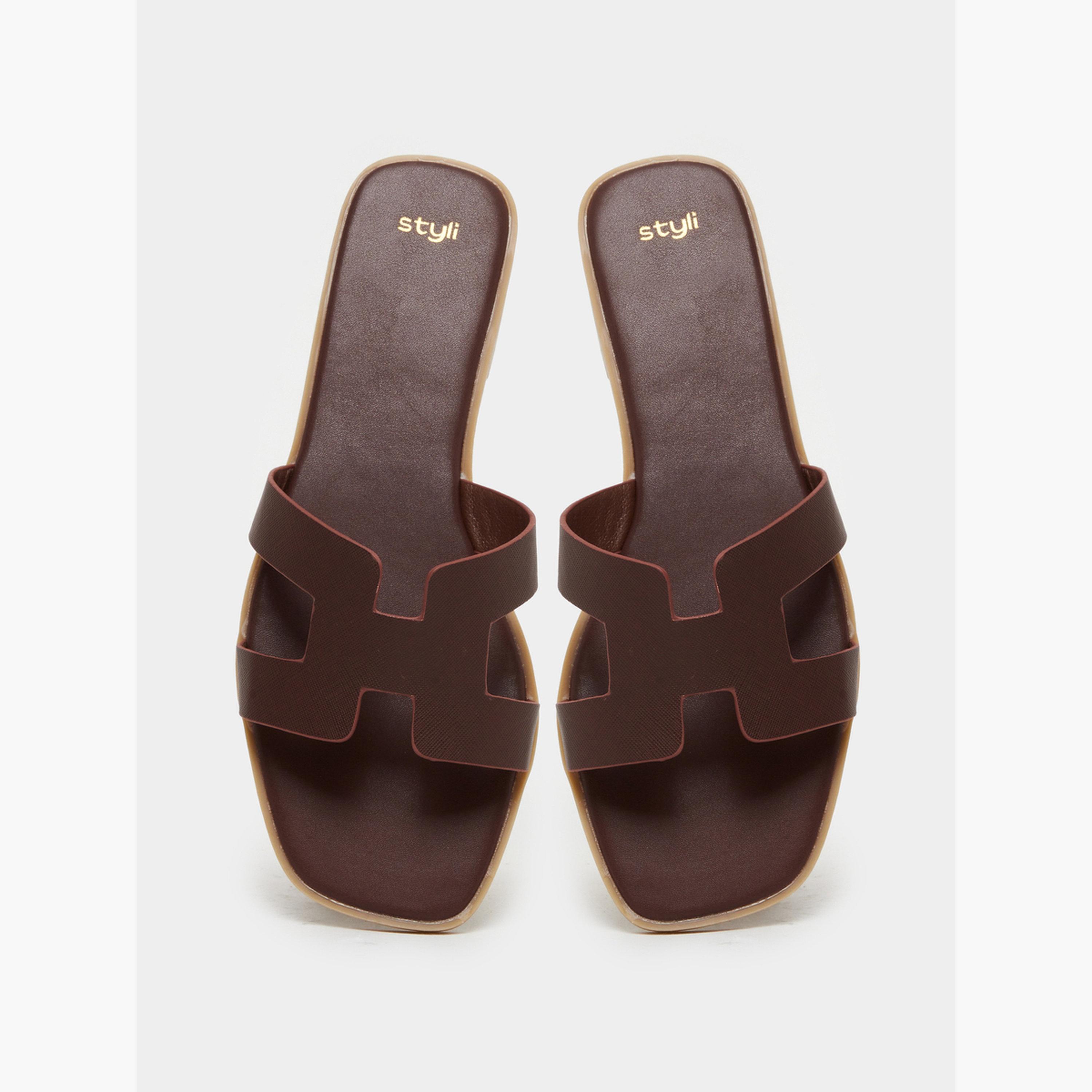 Styli Women Coffe Brown Plain H Upper Flat Sandals-women-shoes-sandals-flats-image-6