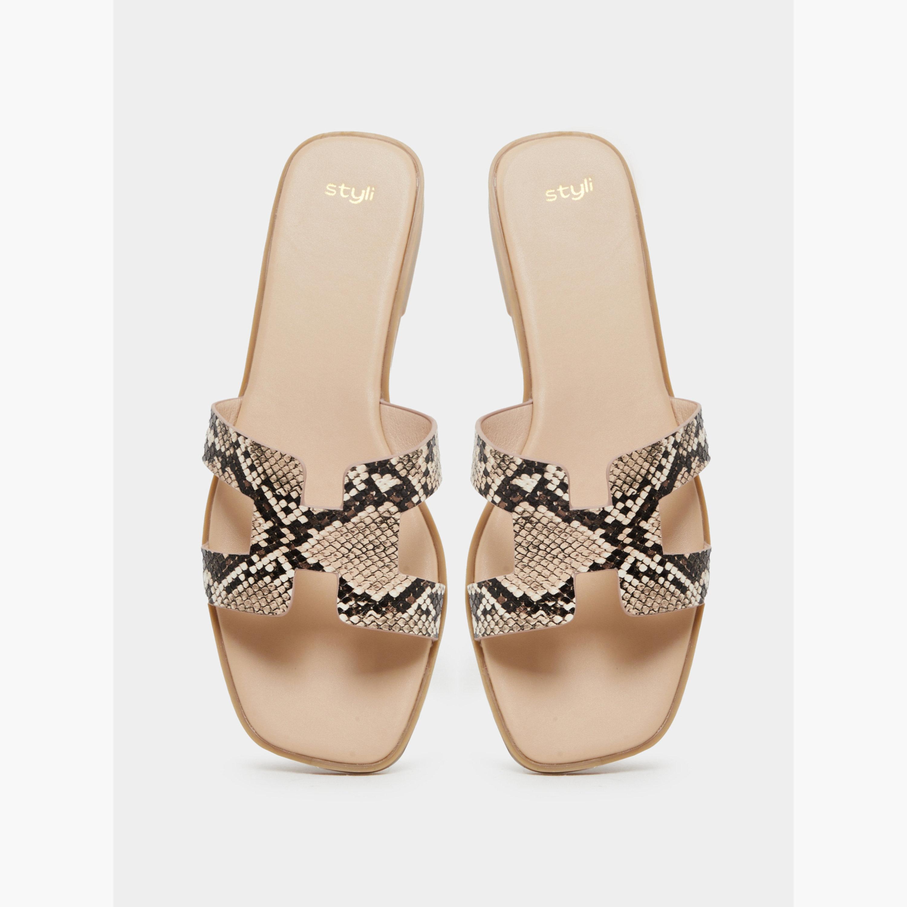 Styli Women Animal Print H Upper Flat Sandals-women-shoes-sandals-flats-image-6