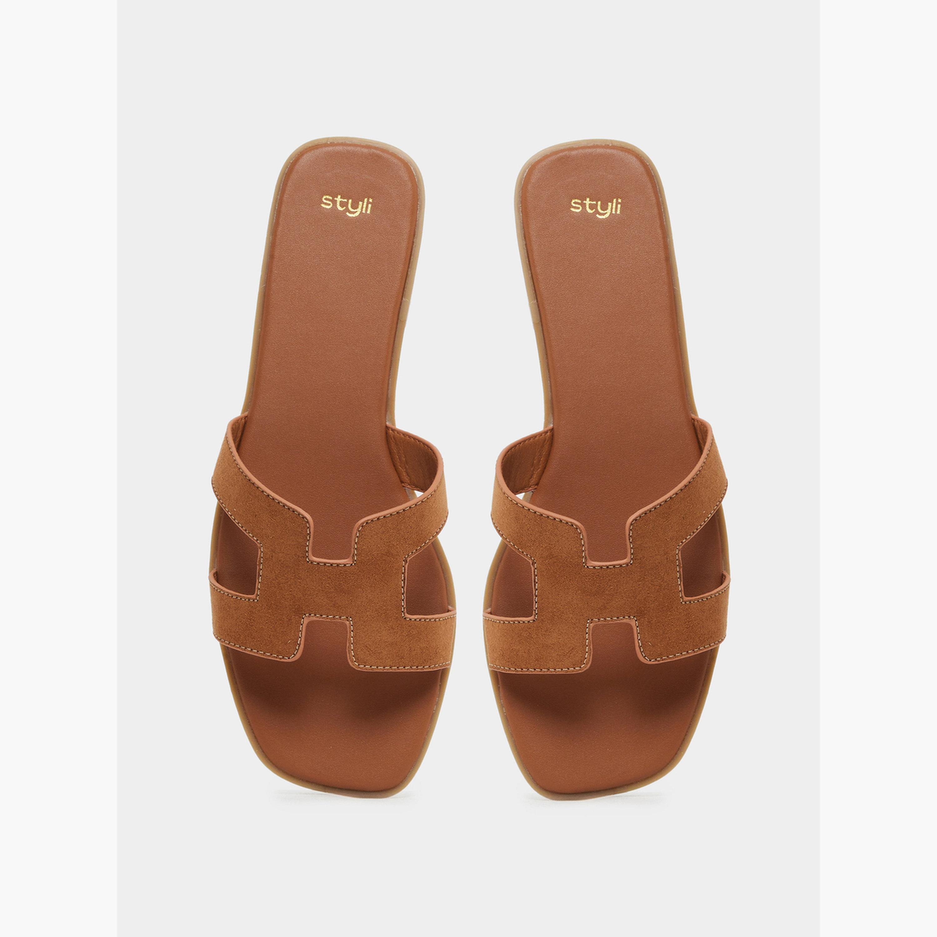 ستايلي - صندل مسطح بني للنساء-women-shoes-sandals-flats-image-6