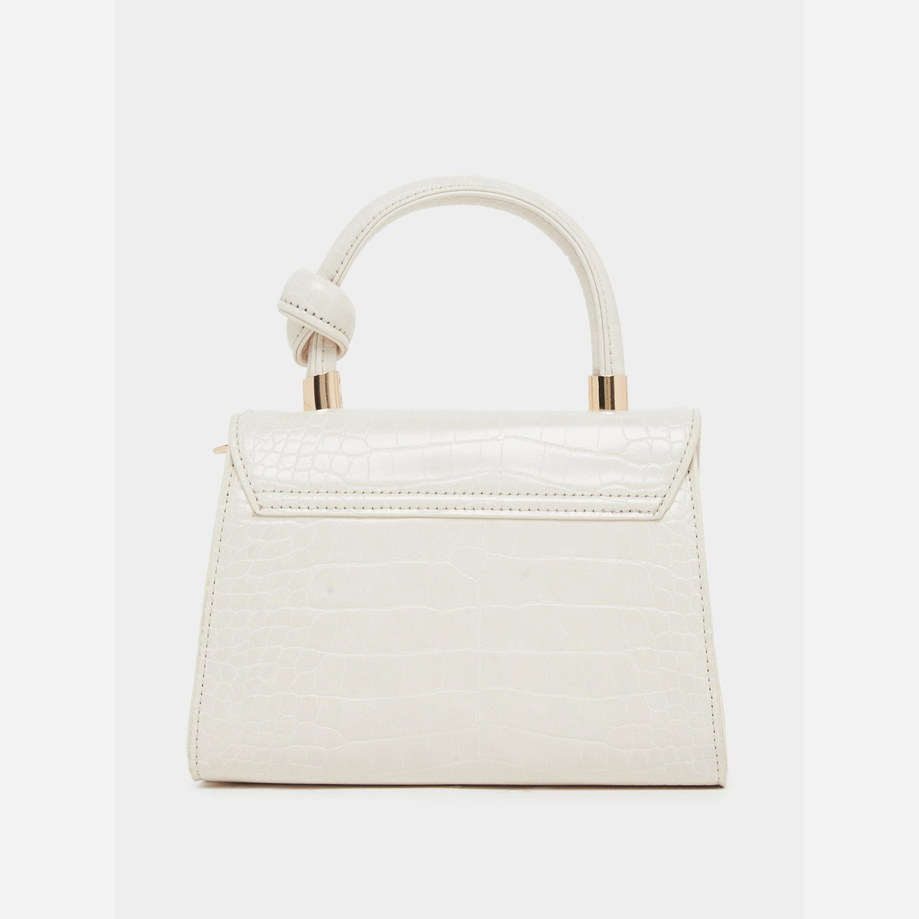 Styli Cream Croc Textured Bag with Chain Strap-women-bagsandwallets-handbags-image-2
