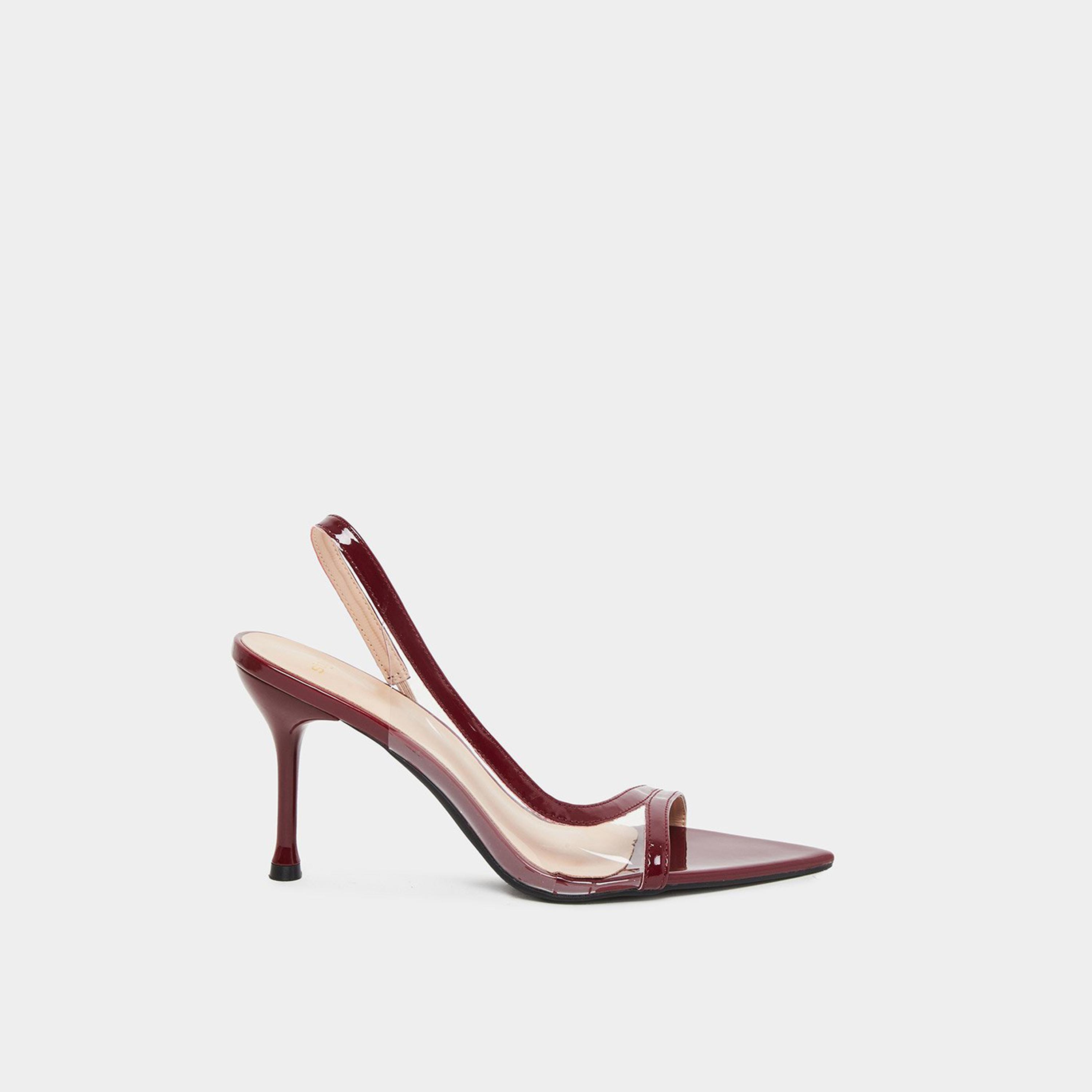 Styli Women Burgundy Clear Strap Stiletto Heel Sandals-women-shoes-sandals-heeled-image-3