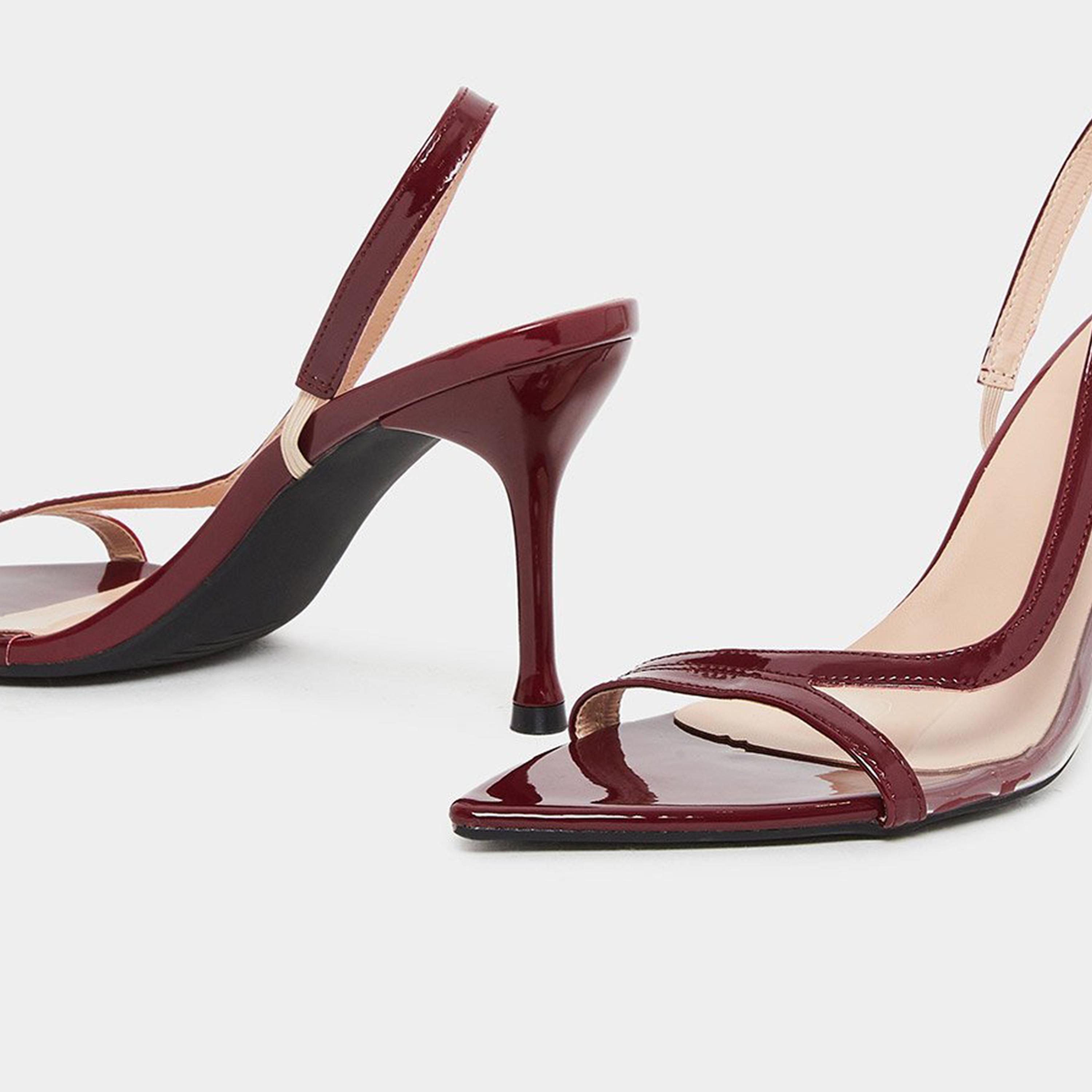 ستايلي - صندل كعب ستيليتو بحزام شفاف بلون عنابي-women-shoes-sandals-heeled-image-4