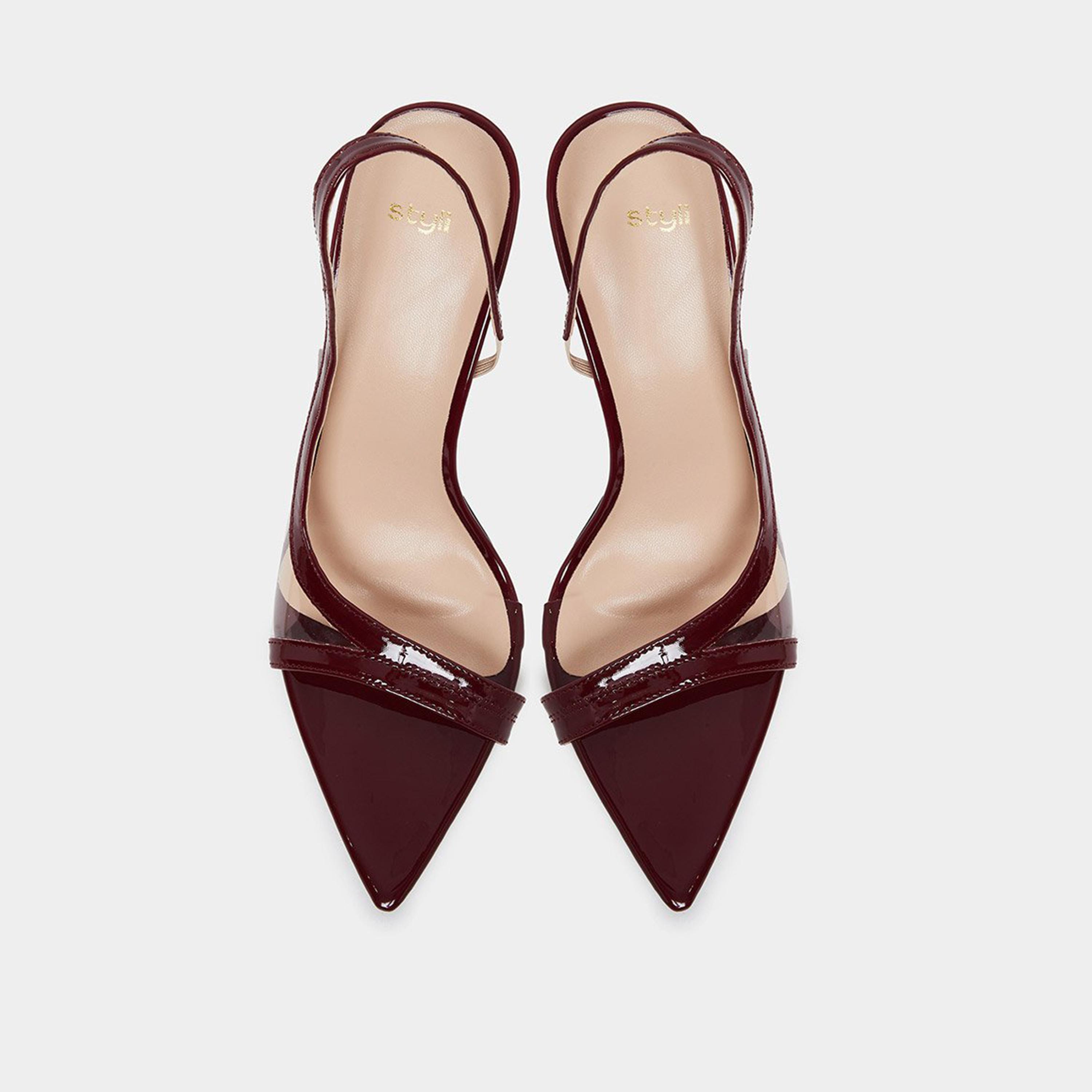 Styli Women Burgundy Clear Strap Stiletto Heel Sandals-women-shoes-sandals-heeled-image-6
