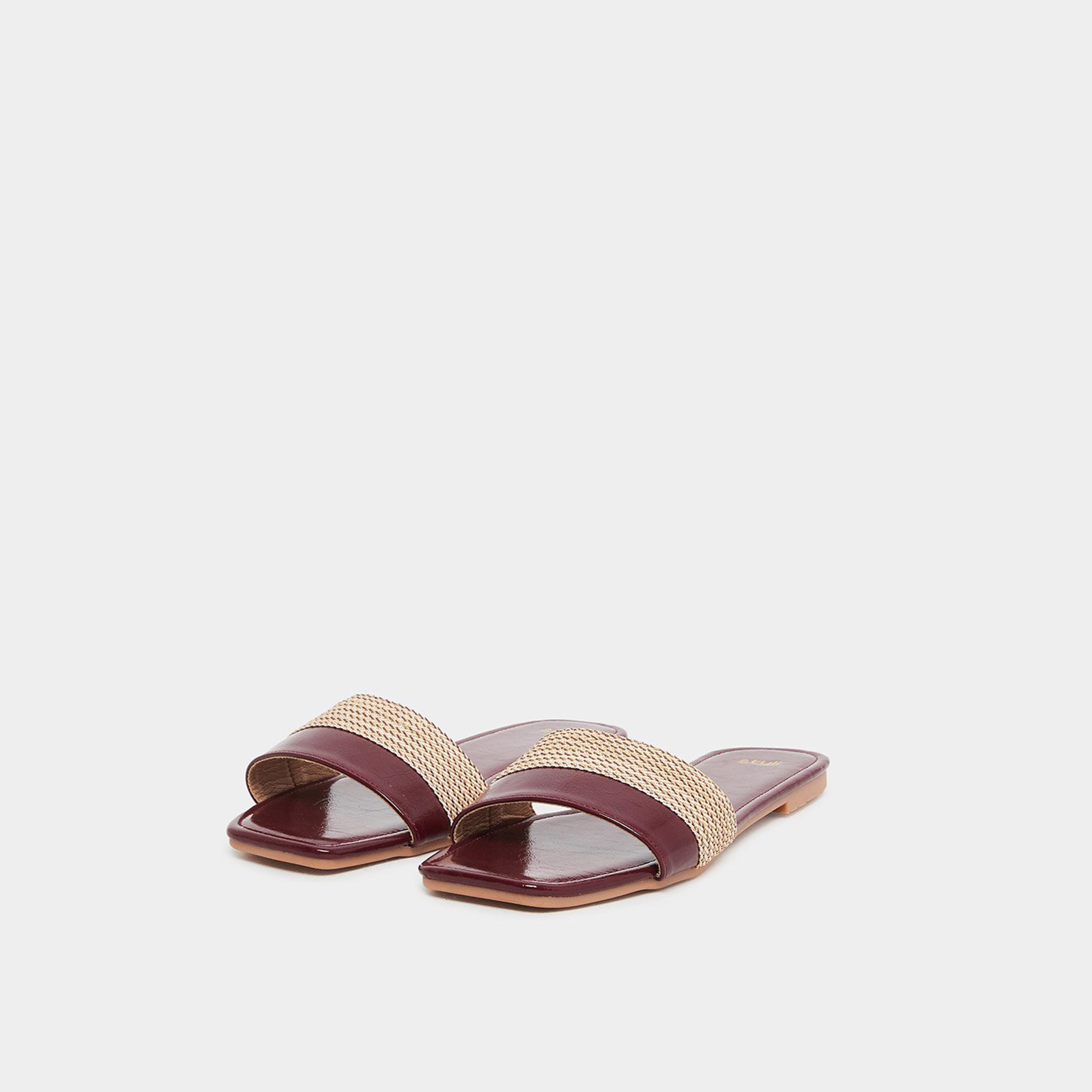ستايلي - صندل مسطح منسوج لون بني-women-shoes-sandals-flats-image-1
