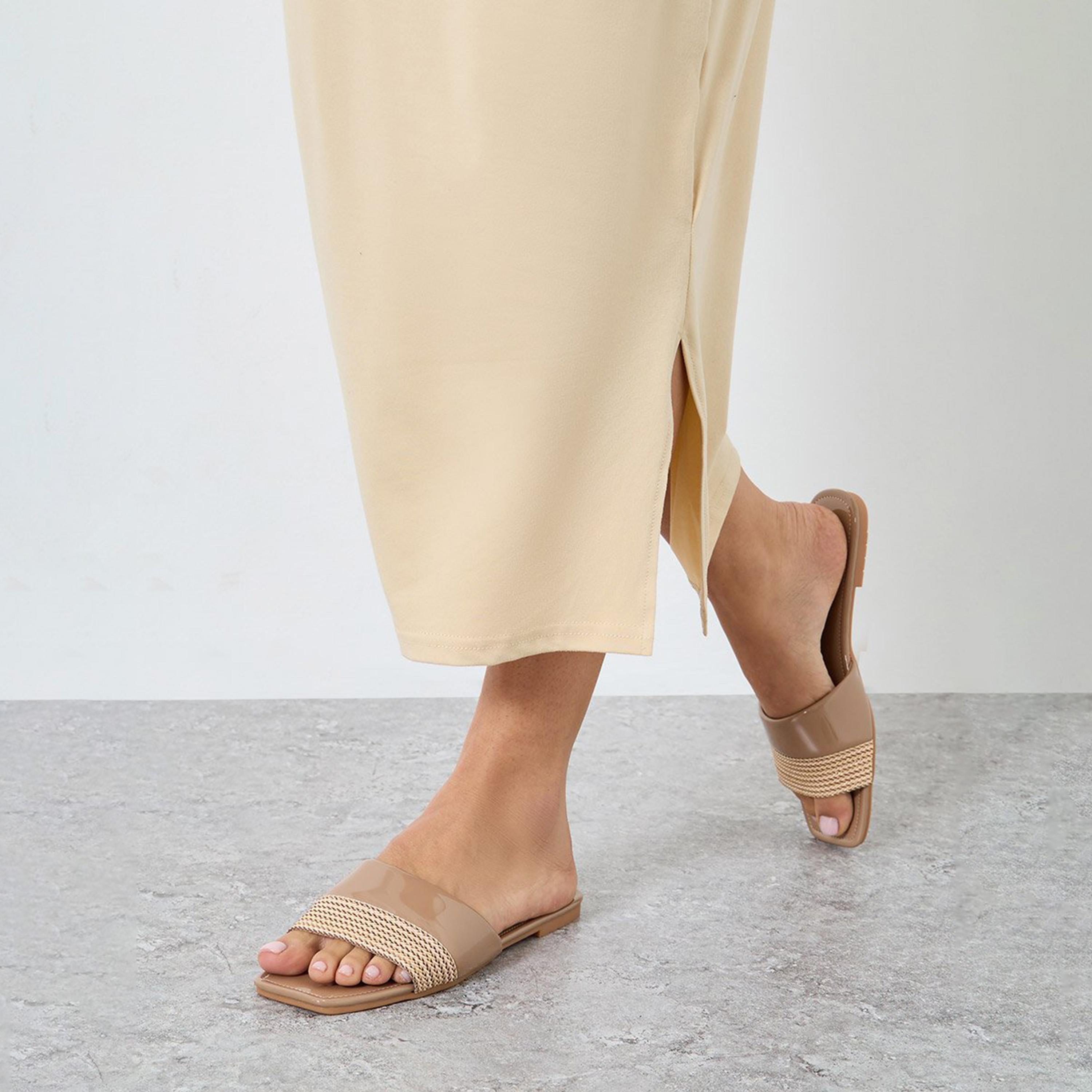 Styli Women Tan Woven Flat Sandals-women-shoes-sandals-flats-image-2