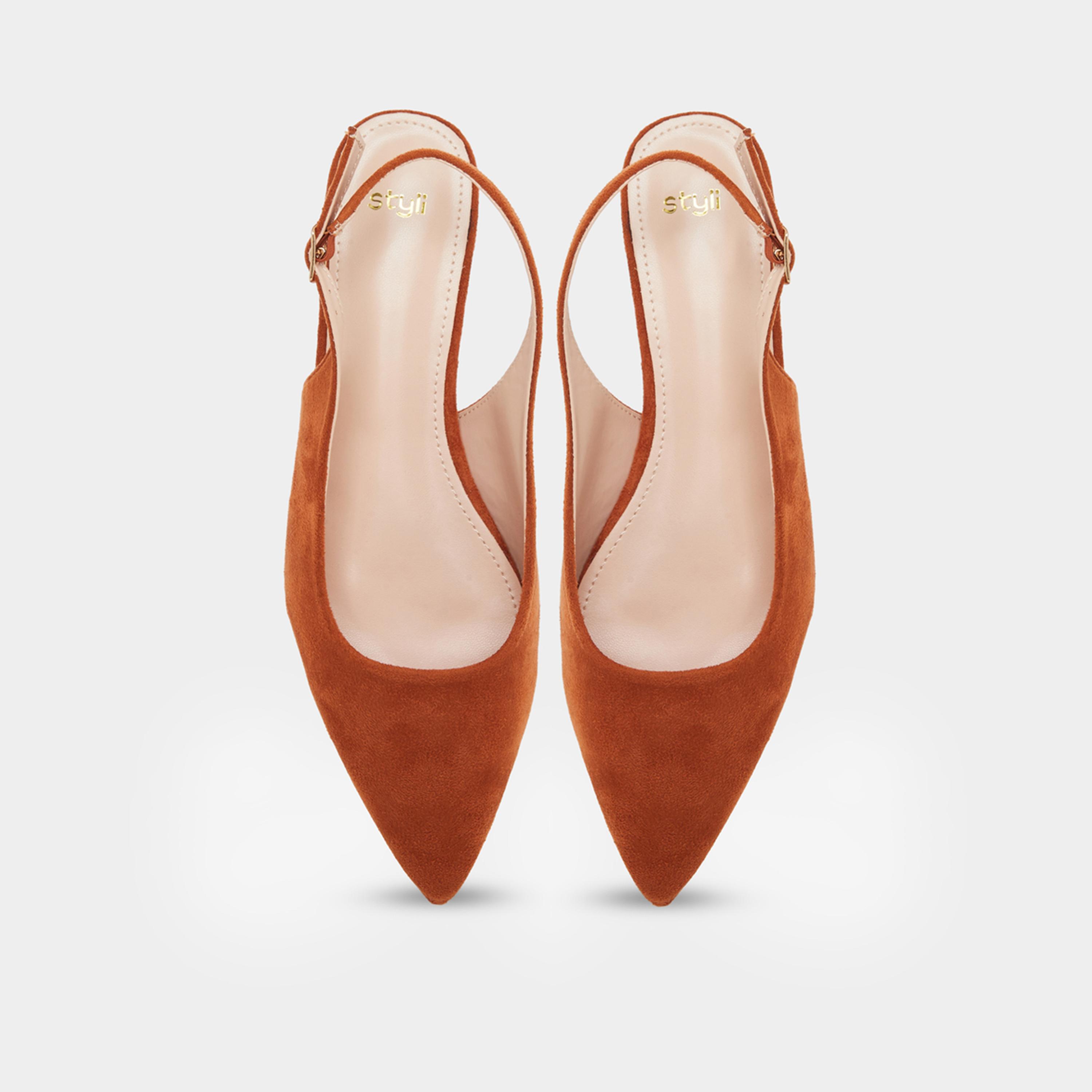 ستايلي - حذاء خفيف بكعب عريض من جلد سويد مخملي بني-women-shoes-sandals-heeled-image-3