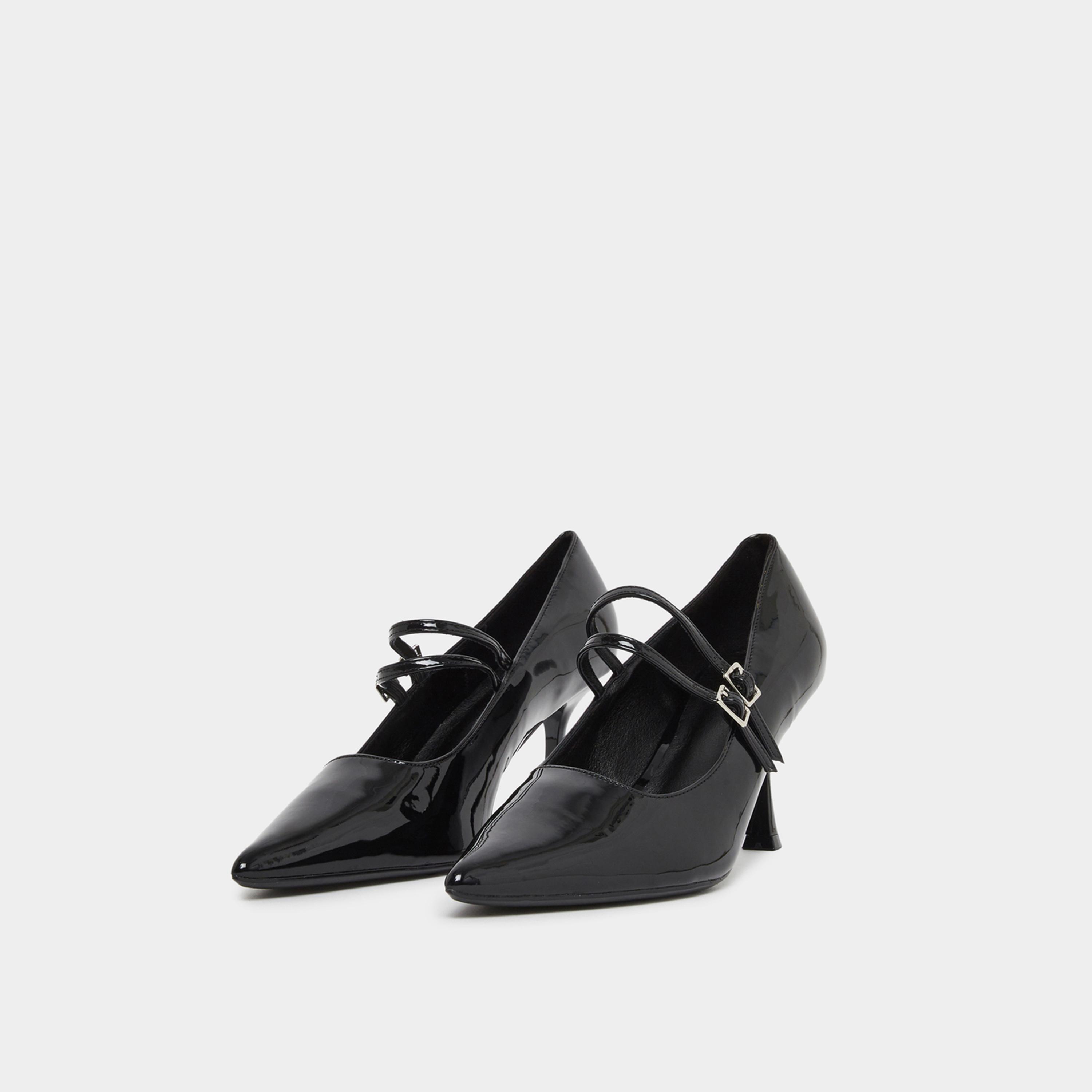 ستايلي - حذاء نسائي أسود لامع بمقدمة مدببة-women-shoes-sandals-heeled-image-1