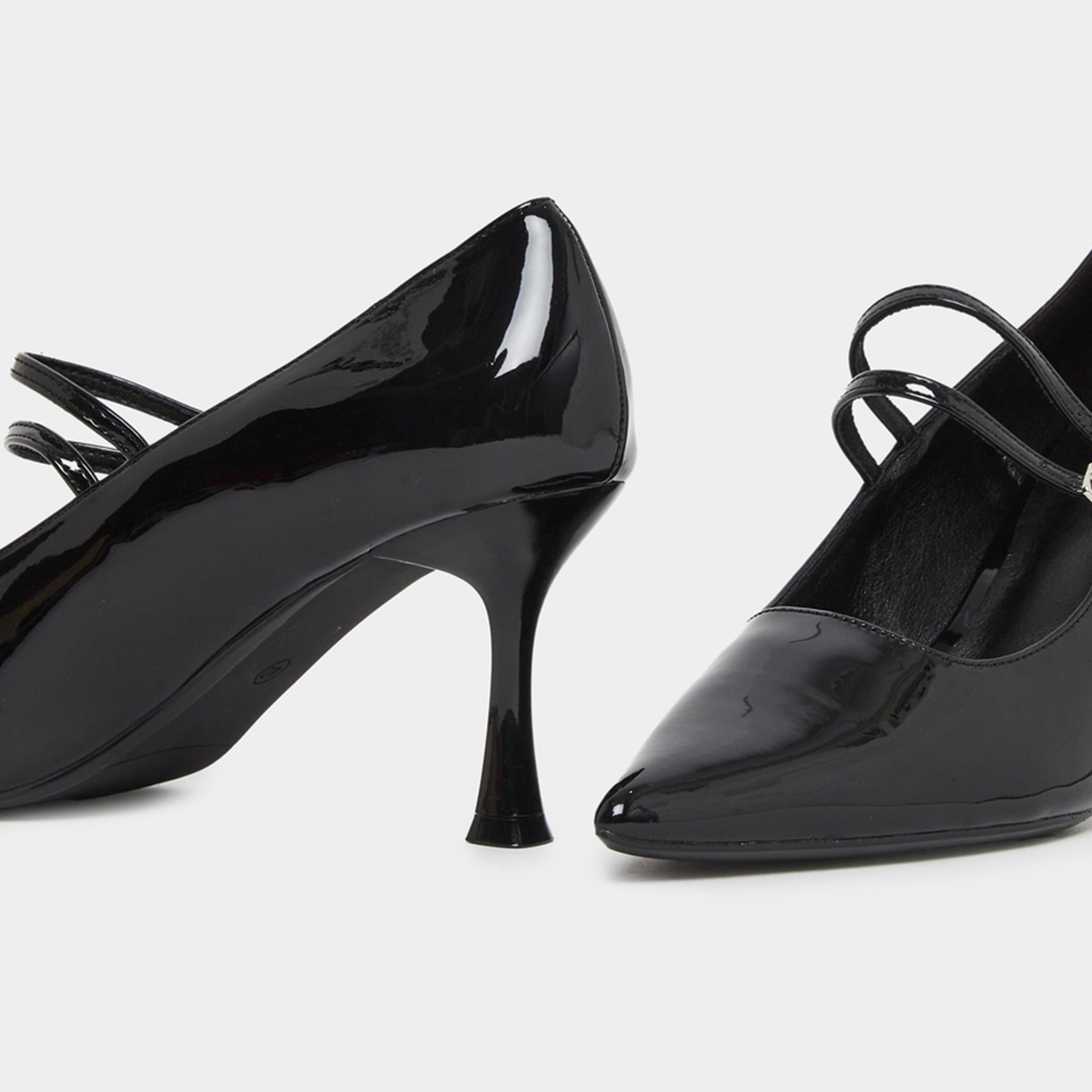 ستايلي - حذاء نسائي أسود لامع بمقدمة مدببة-women-shoes-sandals-heeled-image-4