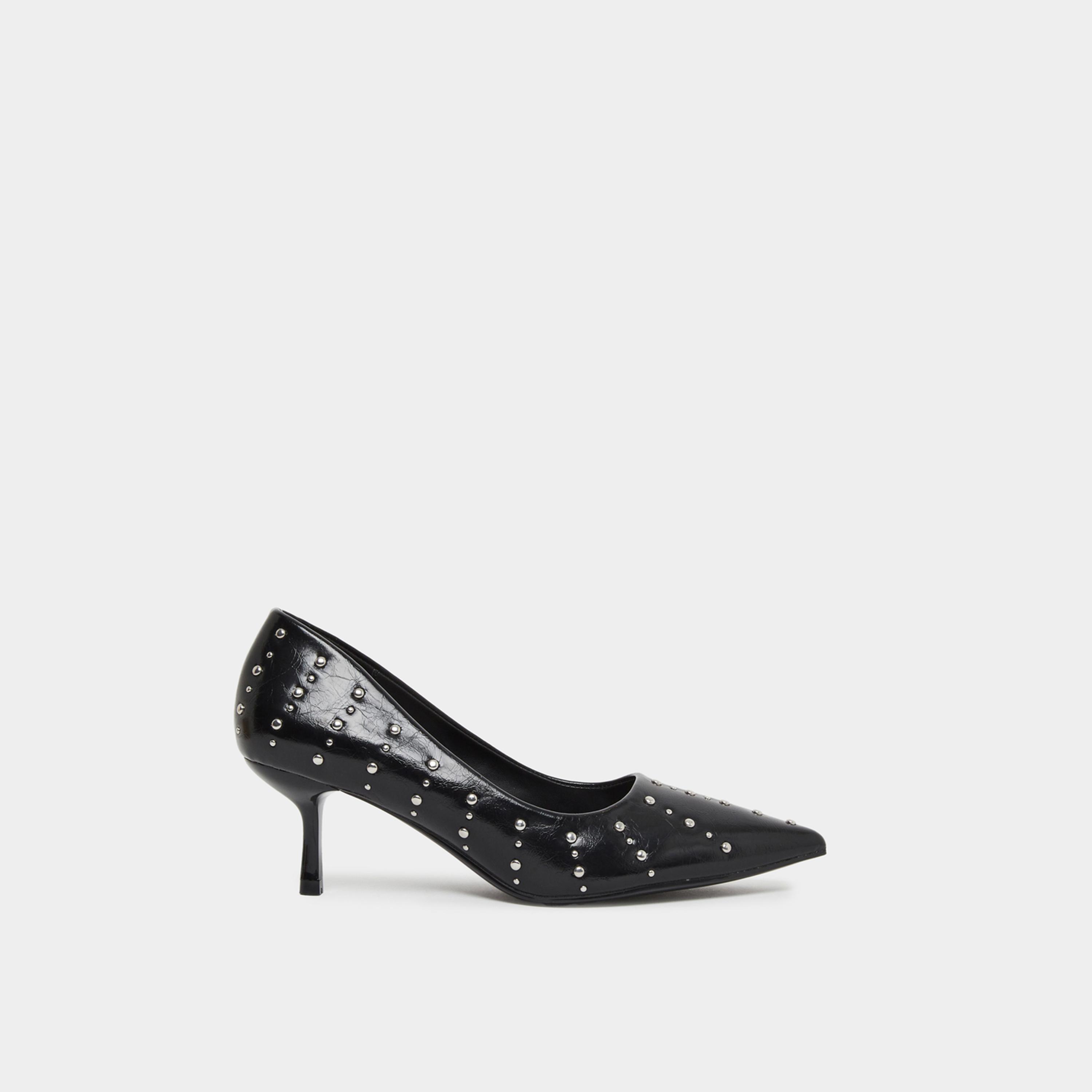 ستايلي - حذاء كورت أسود مرصع بمسامير وأصابع مدببة للنساء-women-shoes-sandals-heeled-image-3