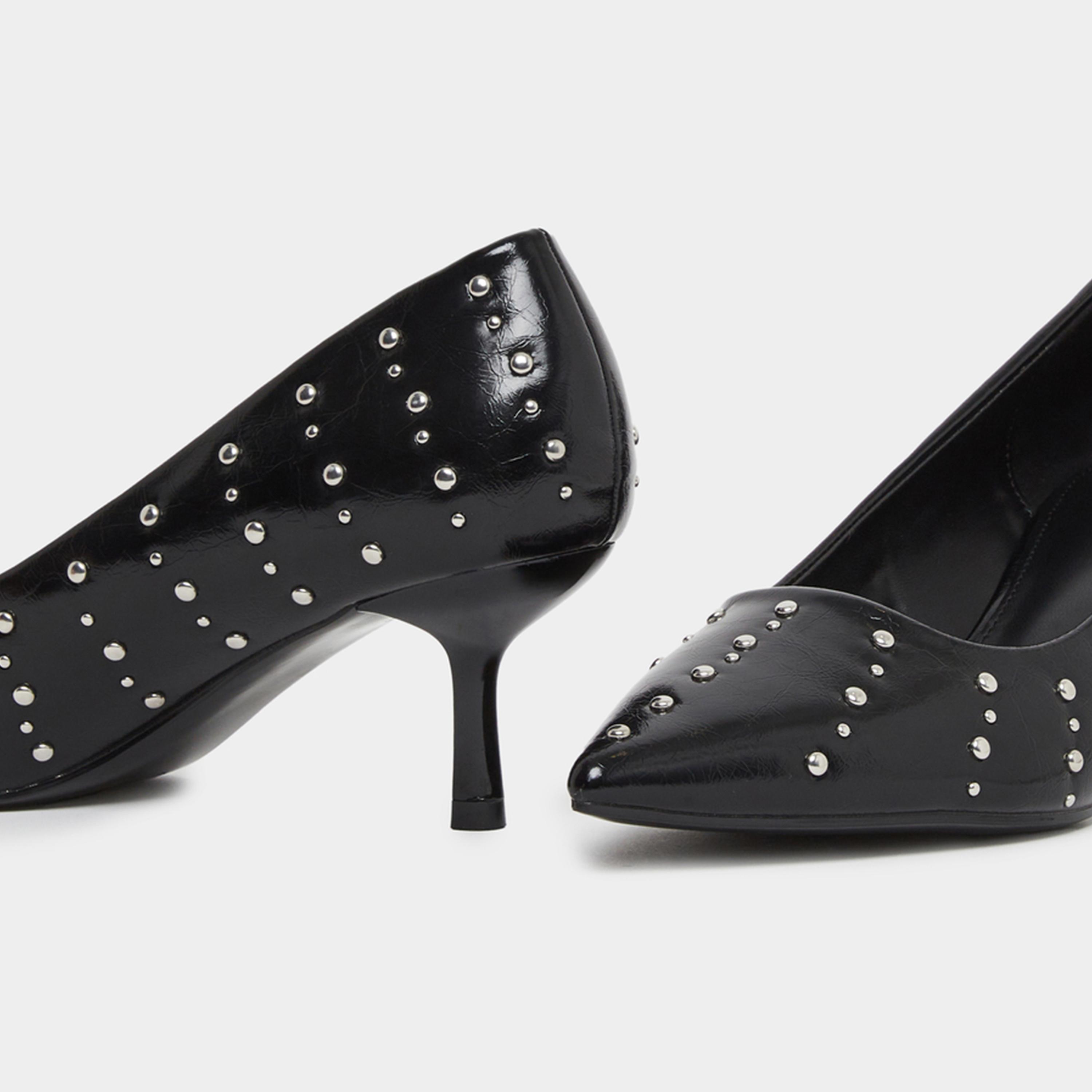ستايلي - حذاء كورت أسود مرصع بمسامير وأصابع مدببة للنساء-women-shoes-sandals-heeled-image-4