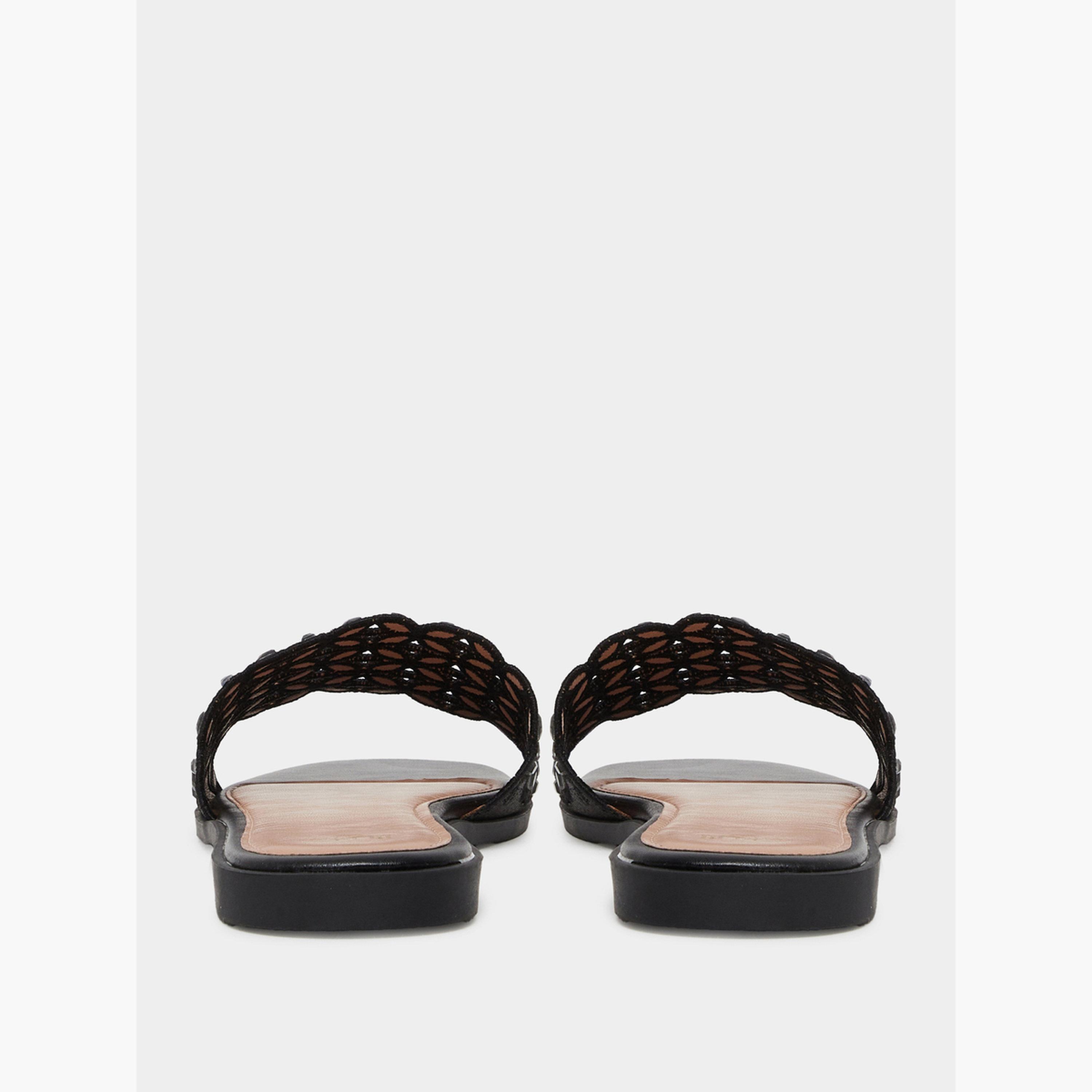 Styli Women Black Embellished Flat Sandals-women-shoes-sandals-flats-image-5