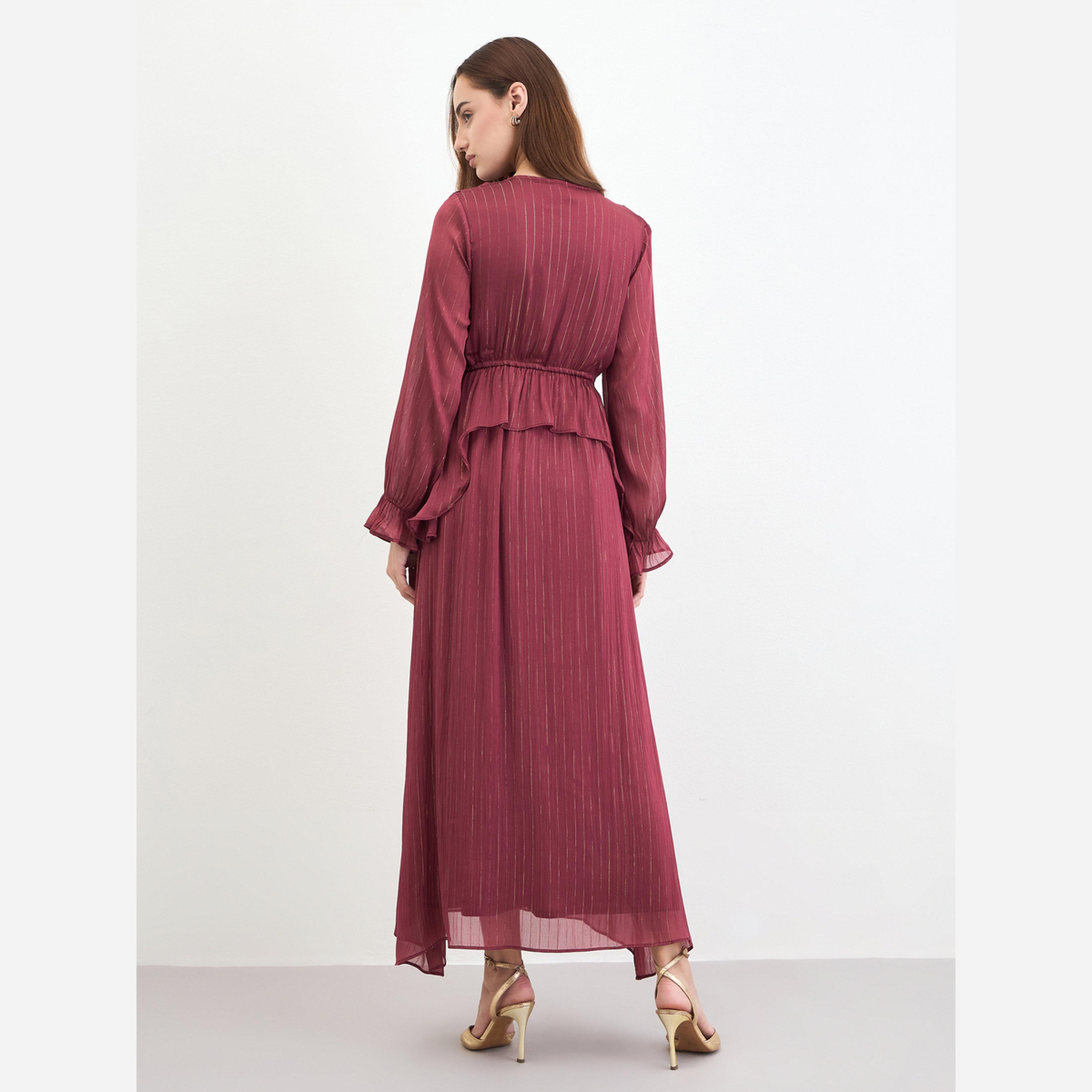Styli Ruffled Flare Wrap Front Maxi Dress-women-clothing-dresses-image-3