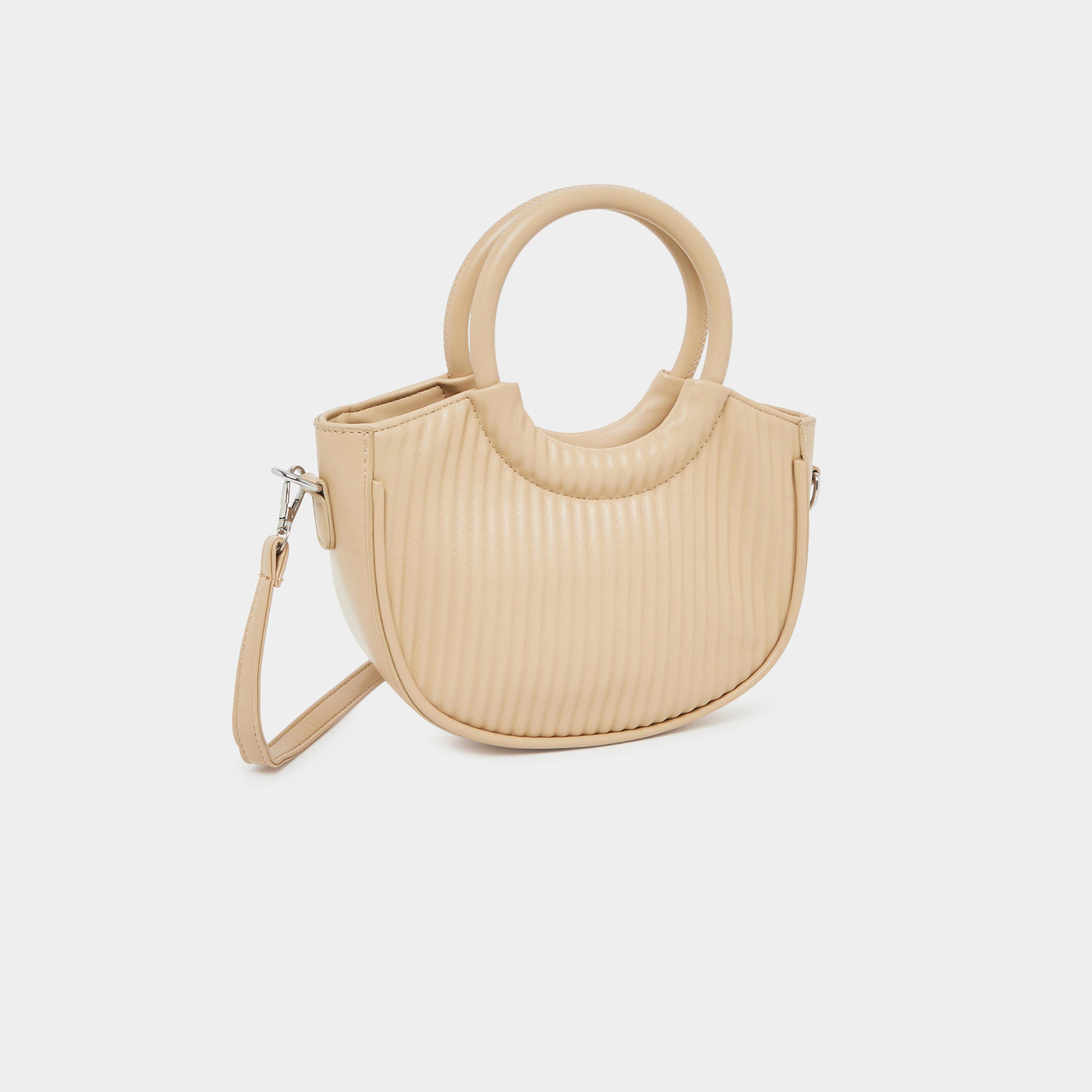 Styli Beige Textured Handbag with Round Handle-women-bagsandwallets-handbags-image-1