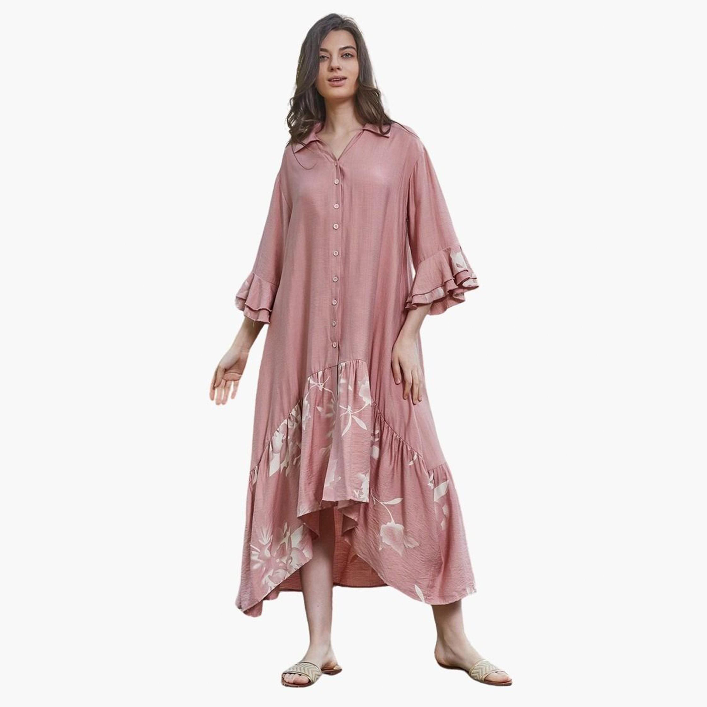 تيك تو - فستان ماكسي بطبعة زهور وردية-women-clothing-dresses-image-5
