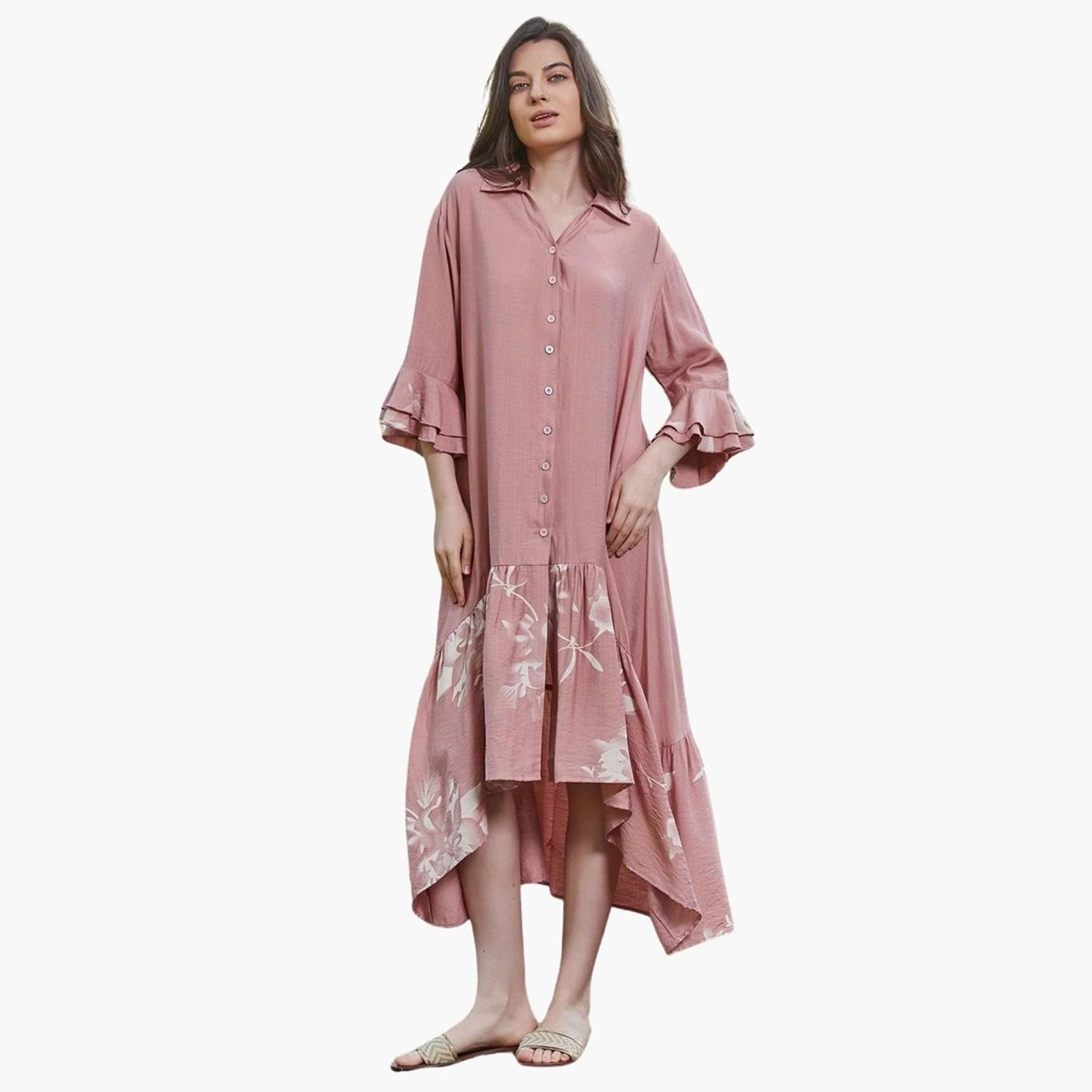 تيك تو - فستان ماكسي بطبعة زهور وردية-women-clothing-dresses-image-6
