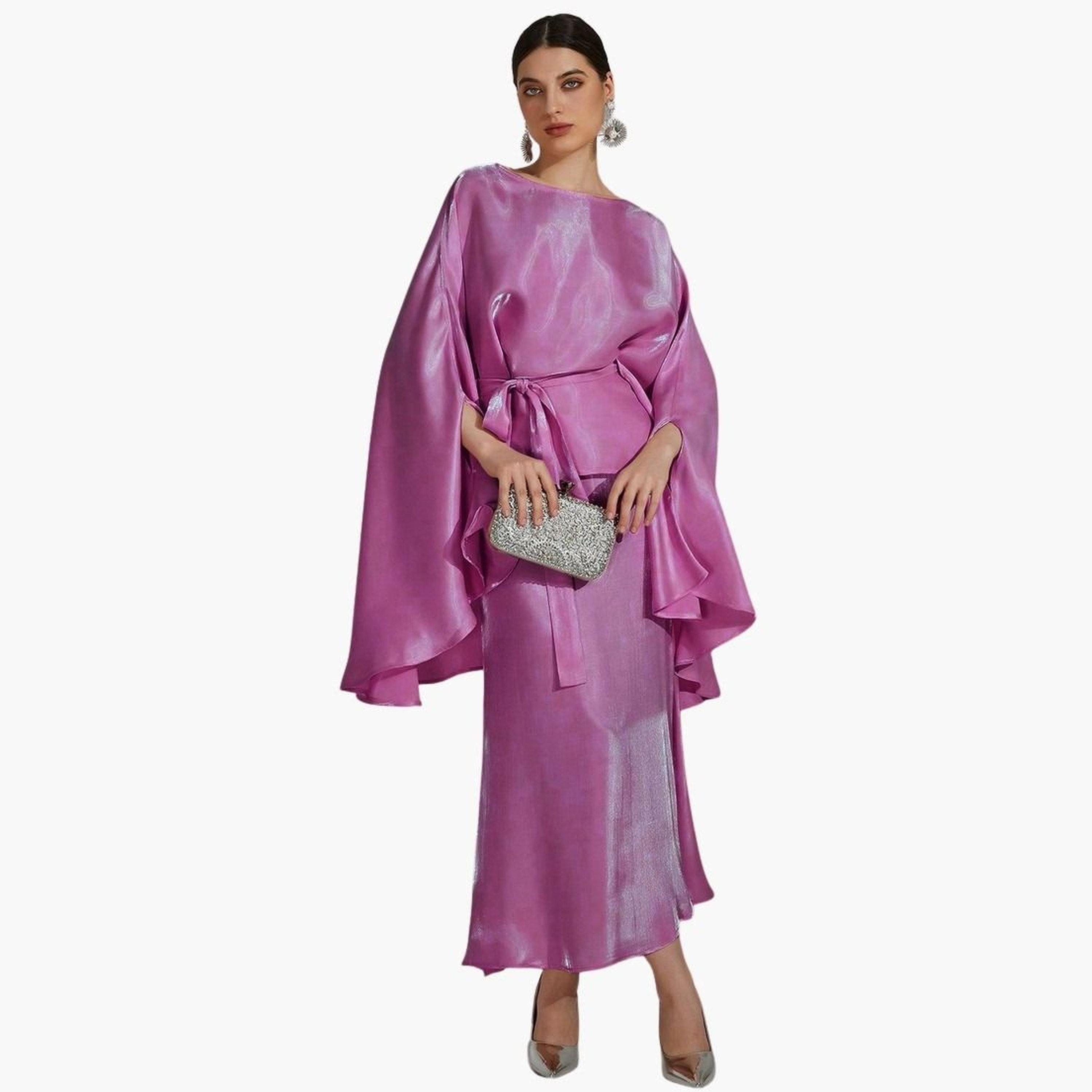 Take Two Women Solid Belted Slit Cut Sleeve Top and Skirt Co-Ords-women-clothing-coordsets-image-6