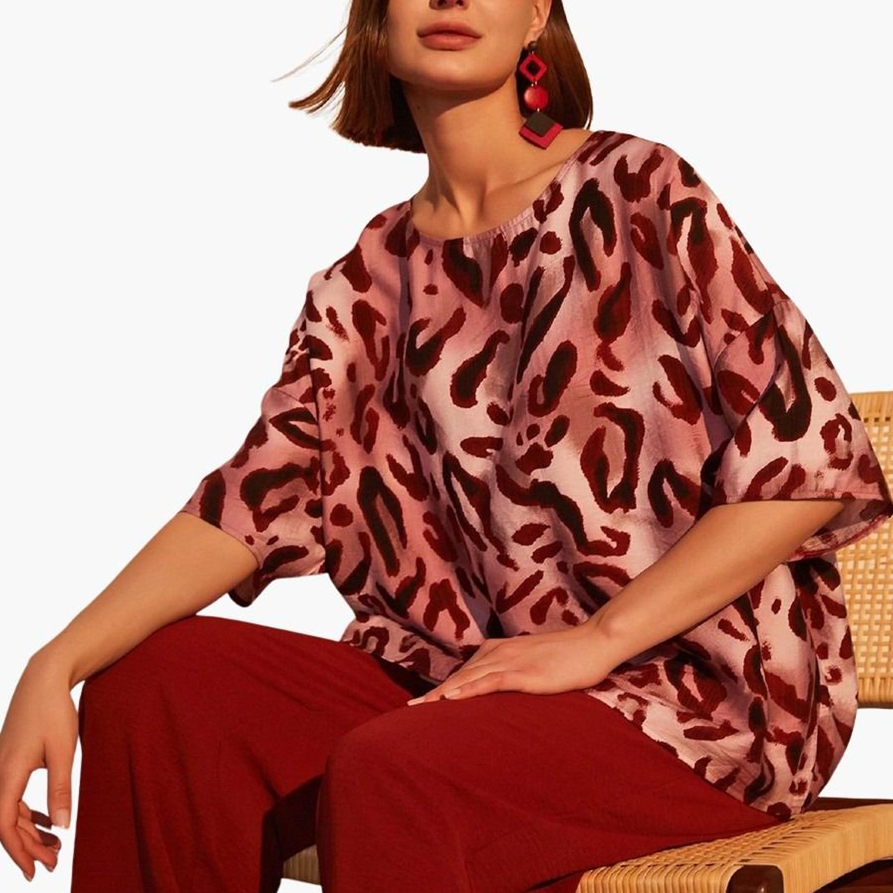 Take Two Burgundy Leopard Print Top and Trousers Co-Ords-women-clothing-coordsets-image-6