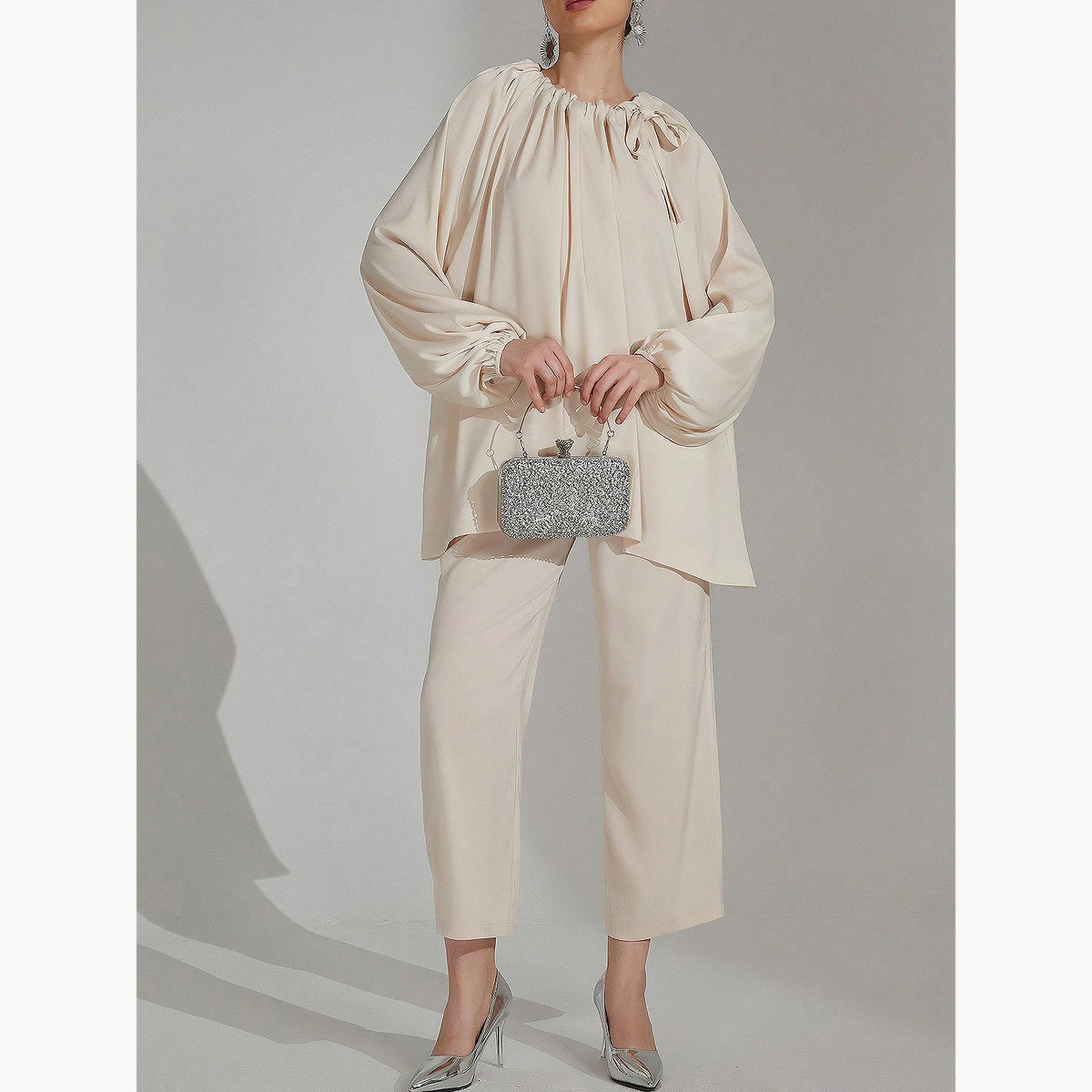 Take Two Oversized Drawstring Neck Top and Pants Co-Ords-women-clothing-coordsets-image-6