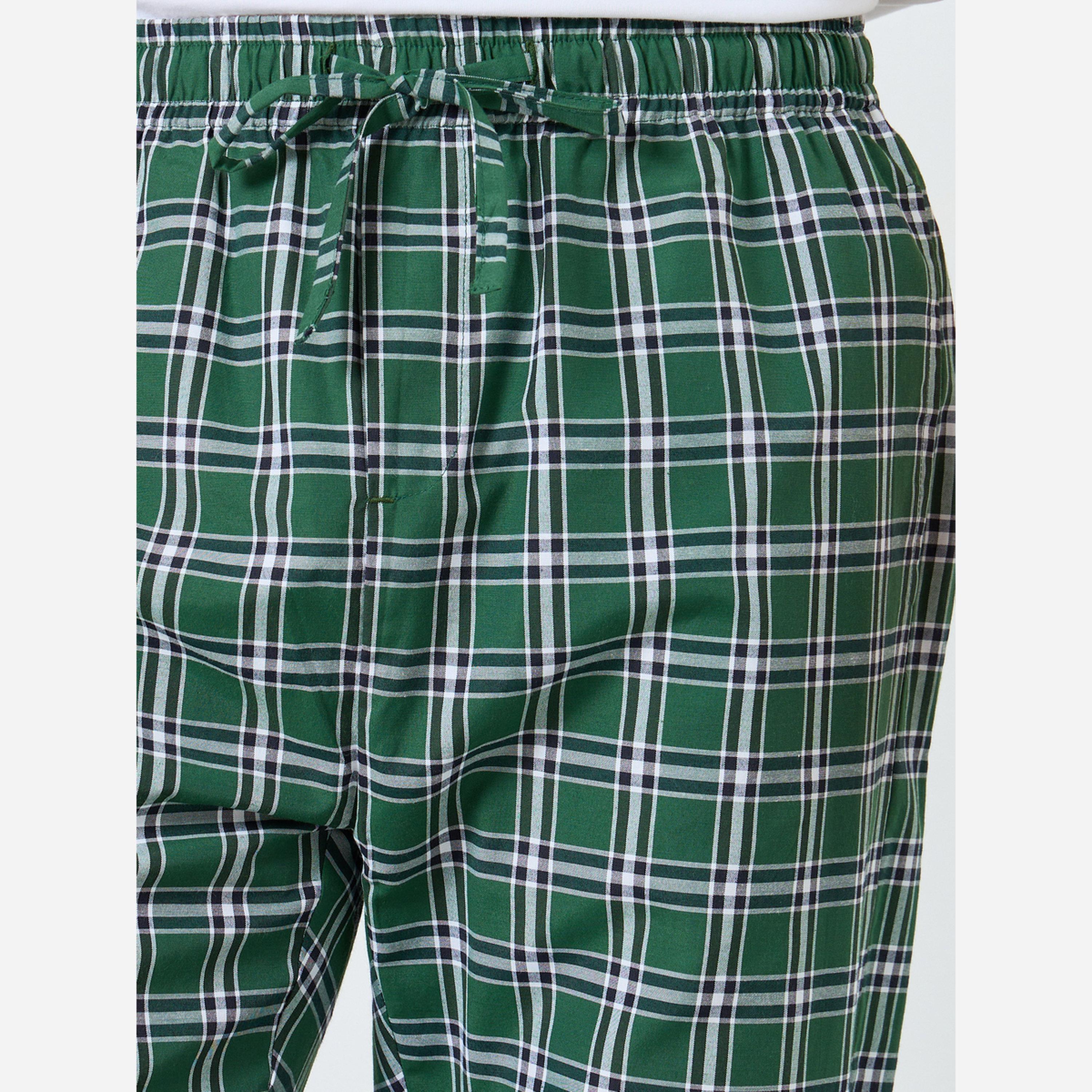 Styli Men Green Checkered Relaxed Fit Pyjama-men-clothing-nightwear-pyjamaandshorts-image-4