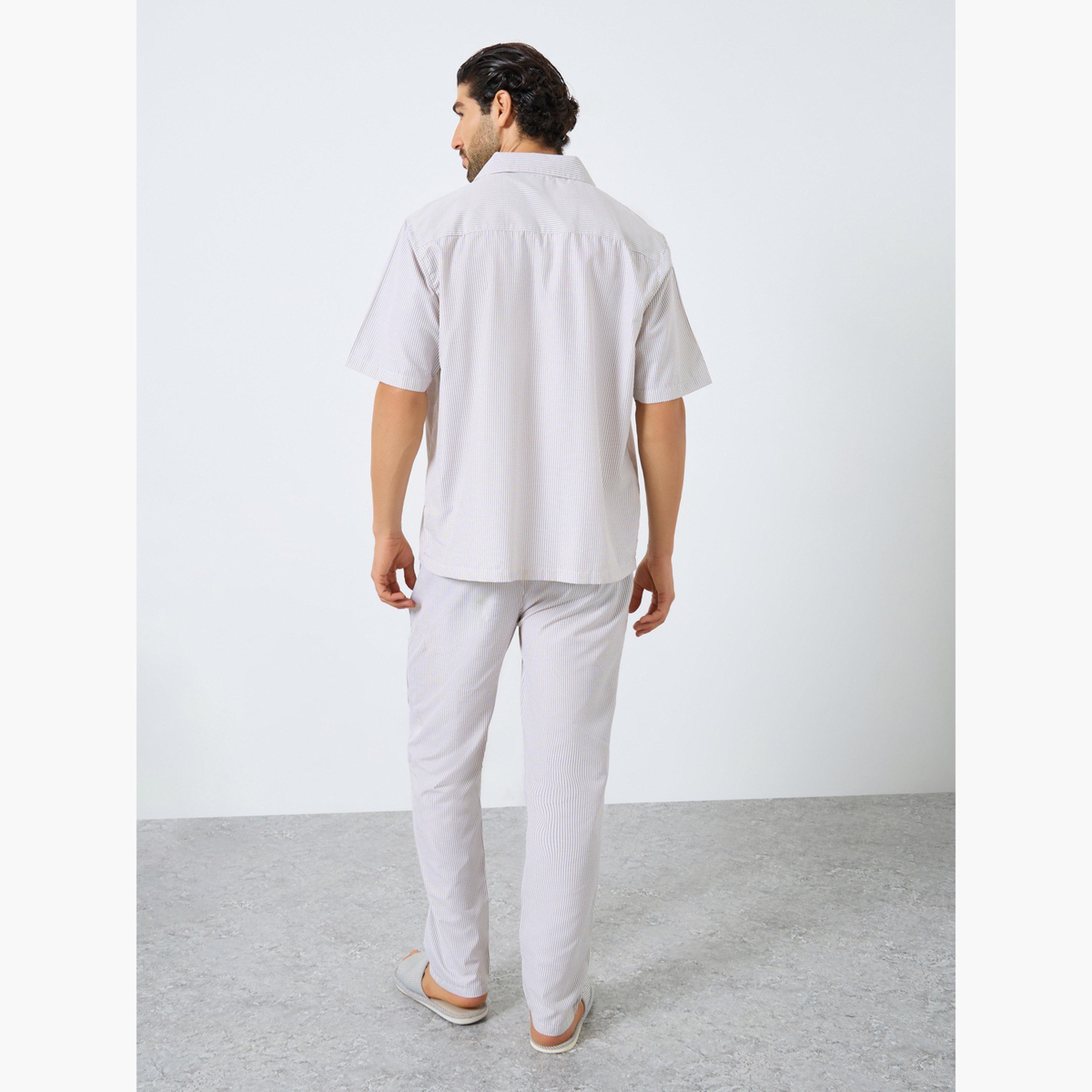 Styli Men Relaxed Fit Striped Shirt and Pyjama Set-men-clothing-nightwear-sets-image-2