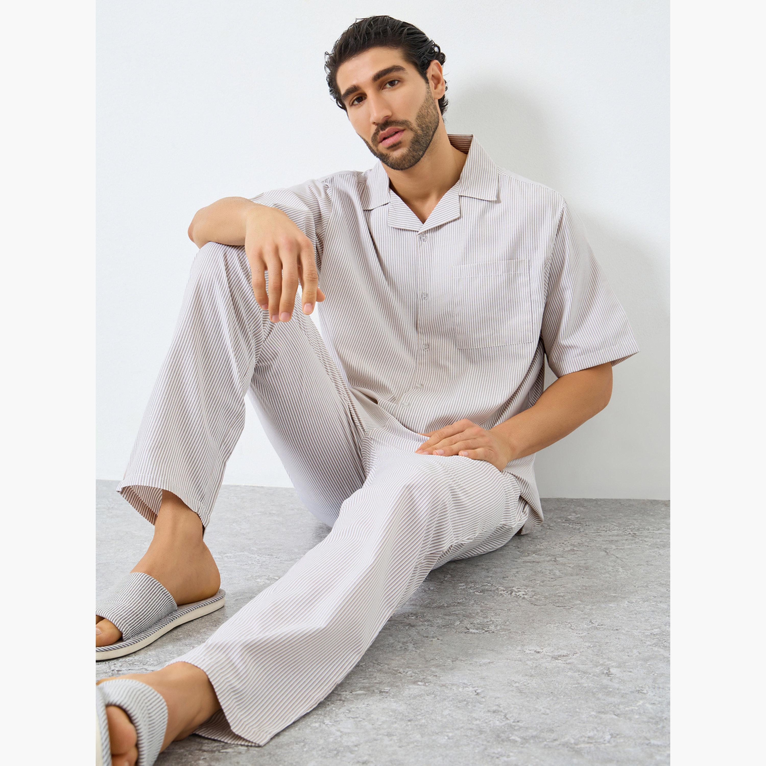 Styli Men Relaxed Fit Striped Shirt and Pyjama Set-men-clothing-nightwear-sets-image-6