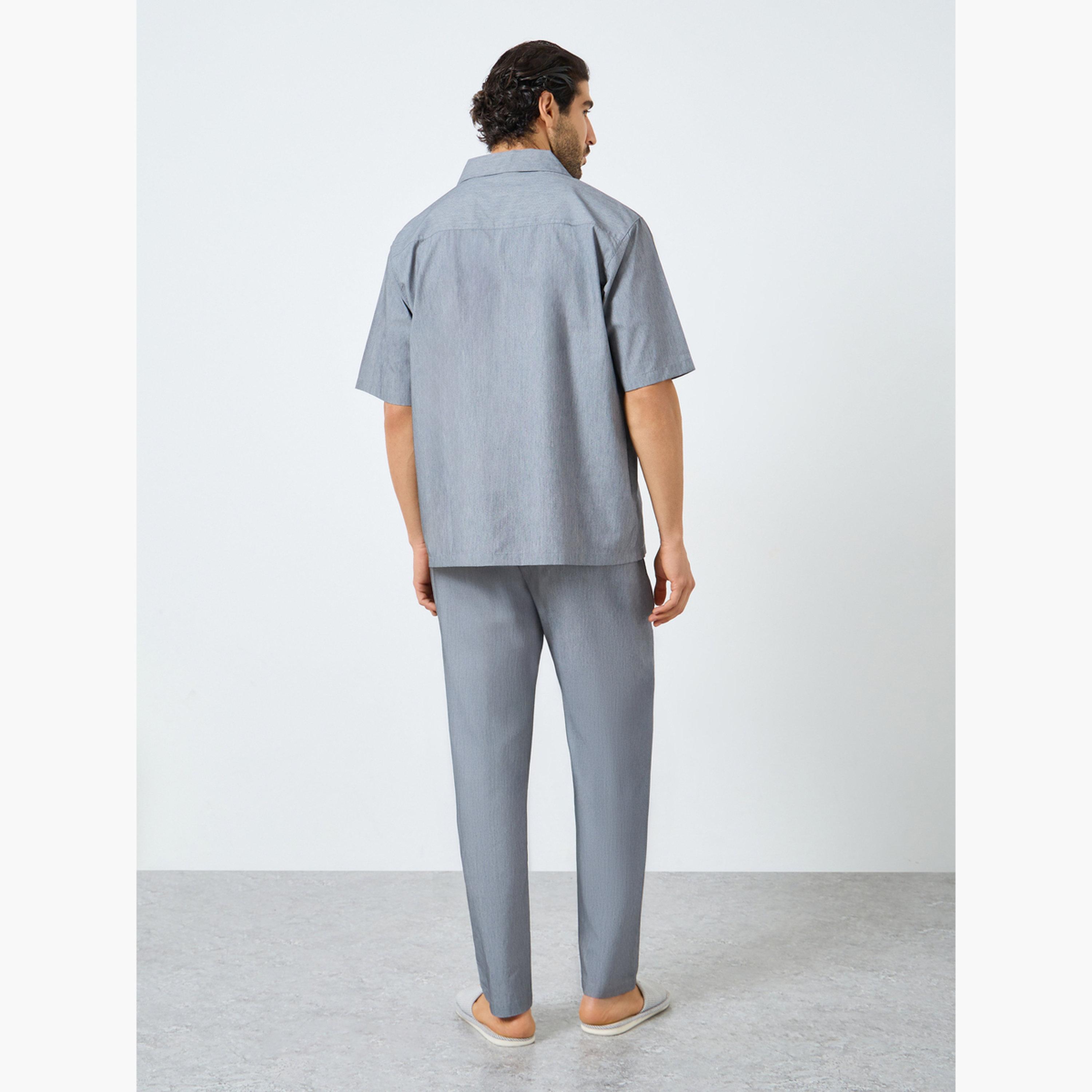 Styli Men Relaxed Fit Buttoned Shirt and Pyjama Set-men-clothing-nightwear-sets-image-5