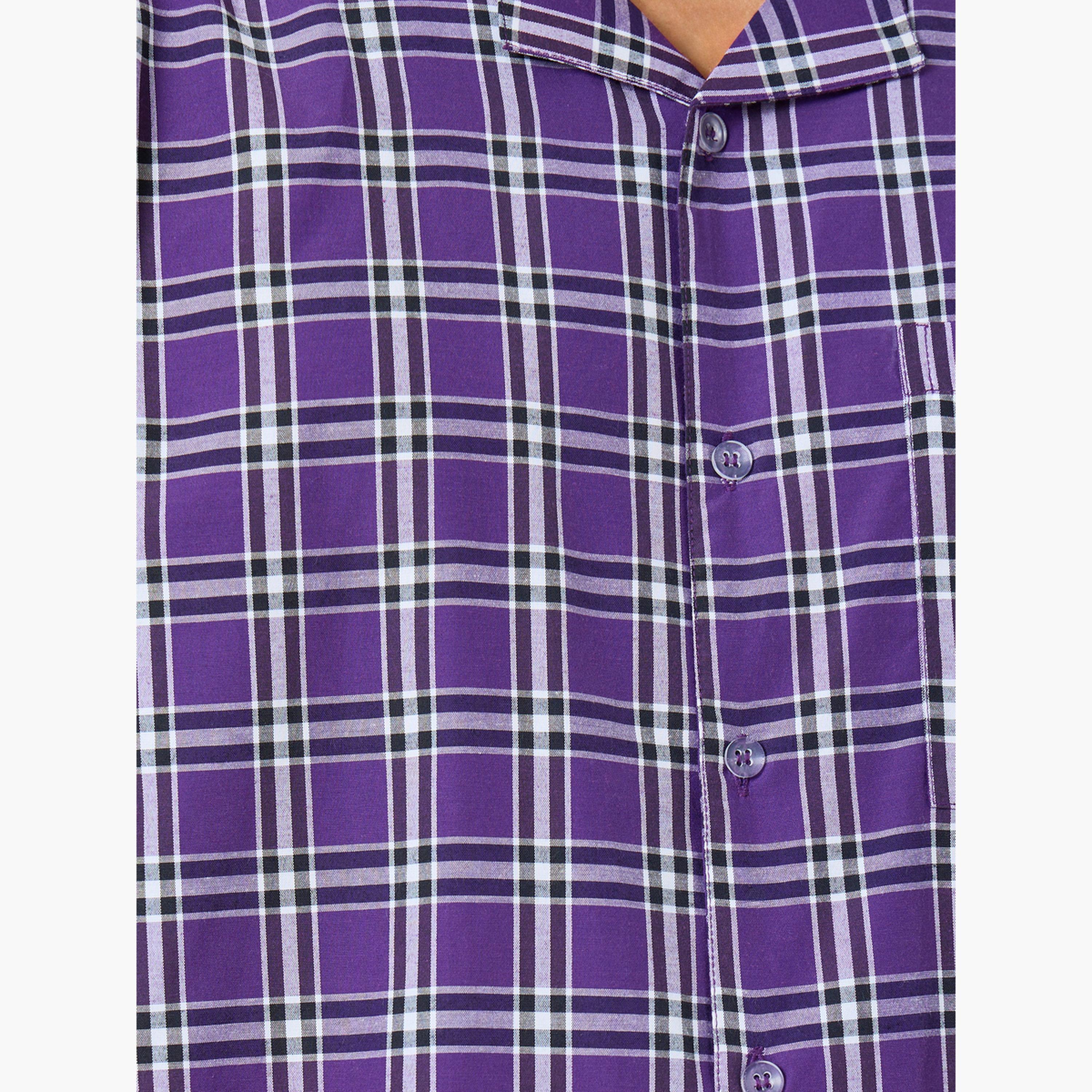طقم بيجاما من بنطال وقميص كاروهات بقصة مريحة-men-clothing-nightwear-sets-image-4