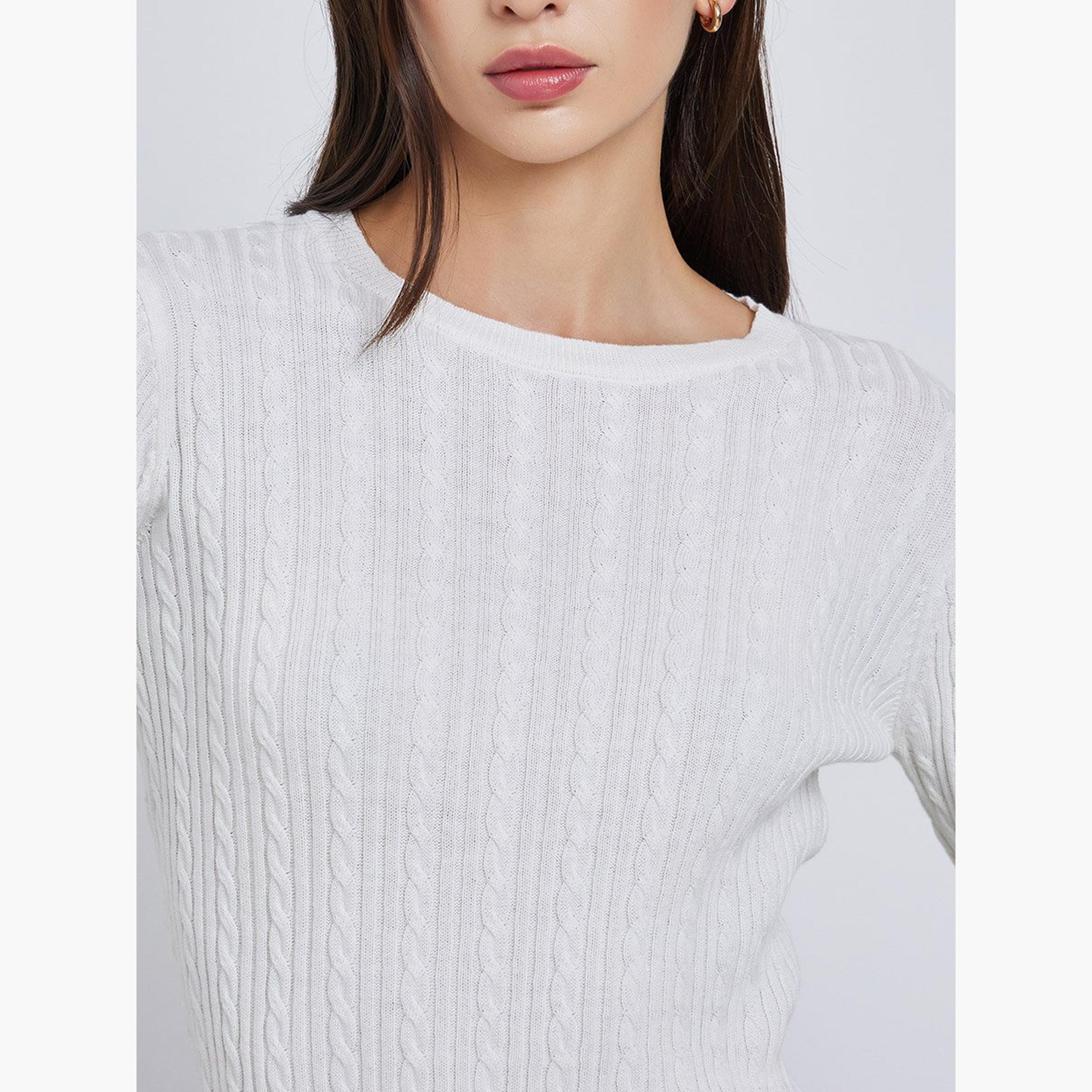 Take Two Solid Cable Knit Crew Neck Sweaters-women-winterwear-cardigansandjumpers-jumpers-image-4