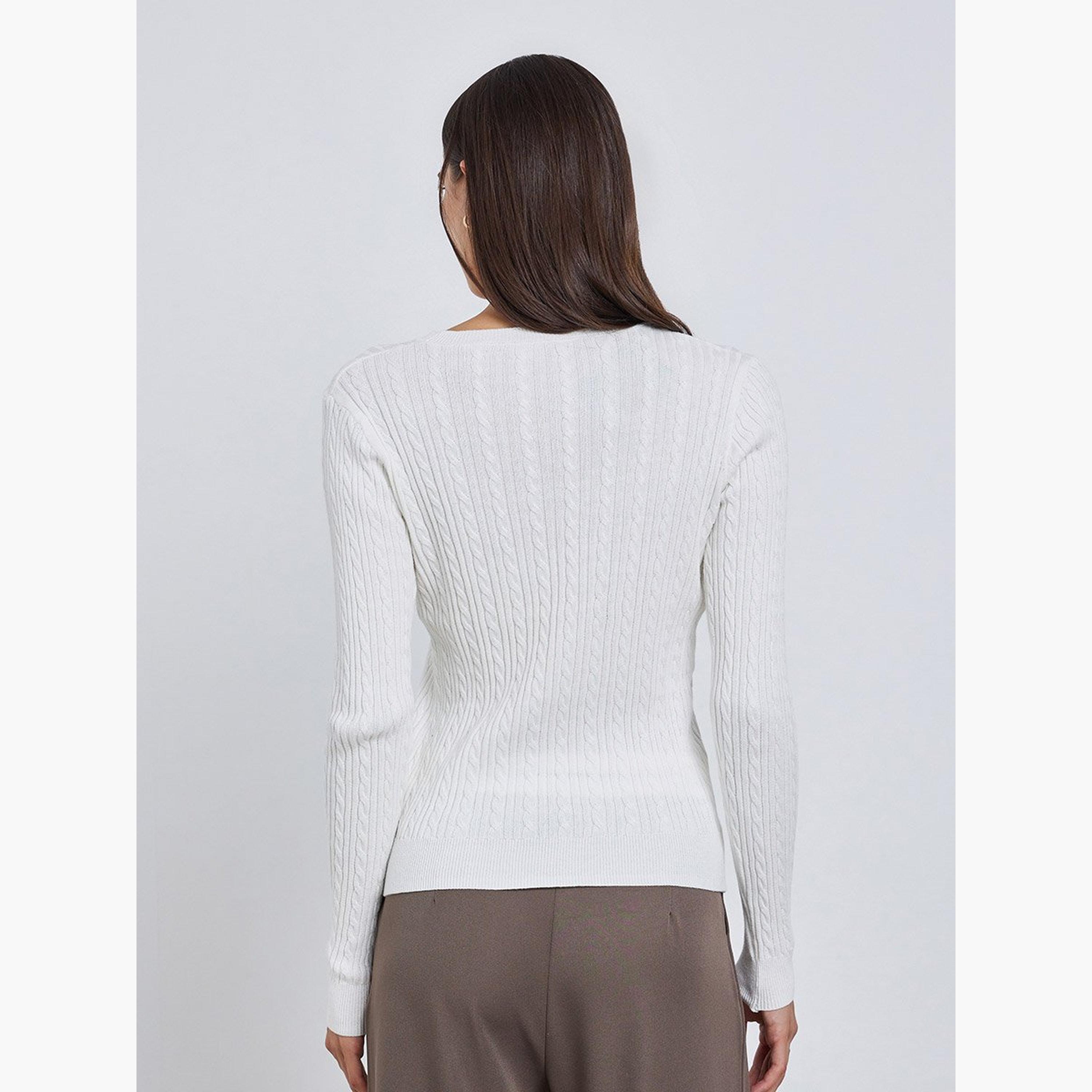 Take Two Solid Cable Knit Crew Neck Sweaters-women-winterwear-cardigansandjumpers-jumpers-image-5