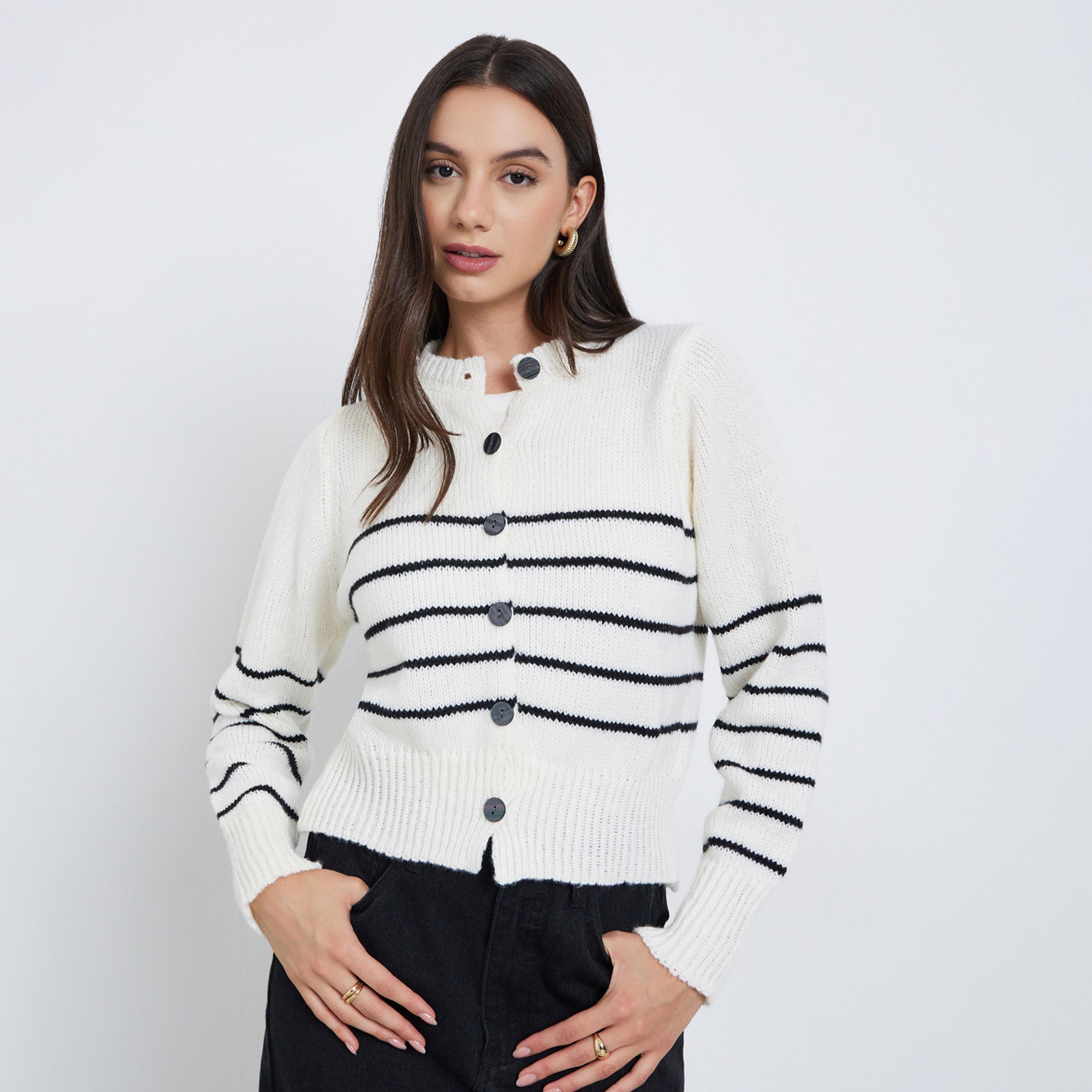 ستايلي - كارديغان محبوك مخطط-women-clothing-cardigansandjumpers-cardigans-image-1